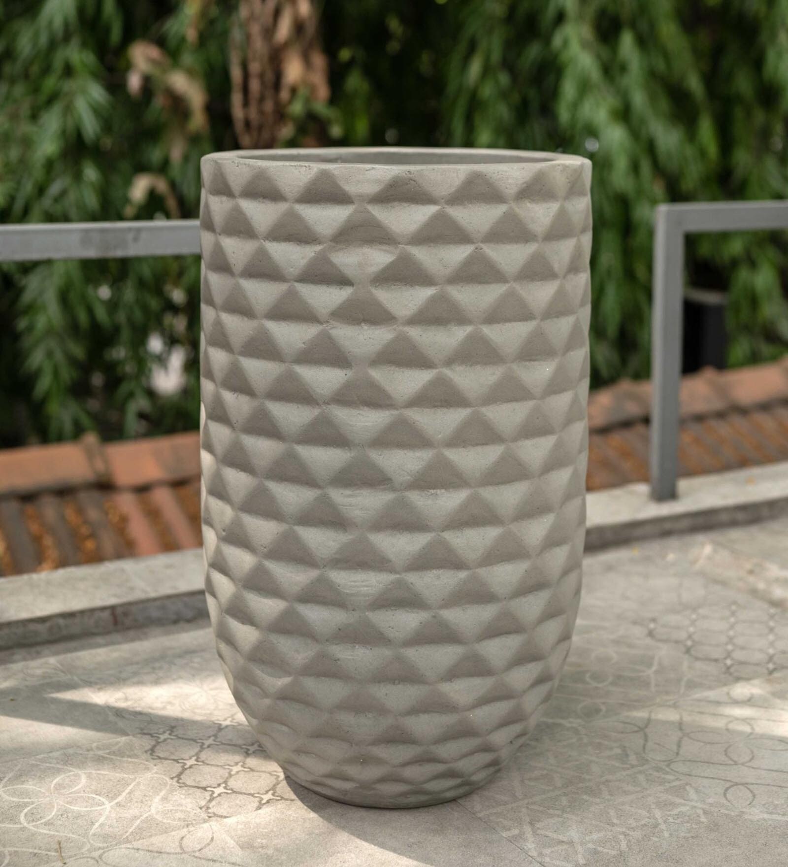 Buy Grey Concrete Planter by Curiocasa by Curiocasa | Pepperfry