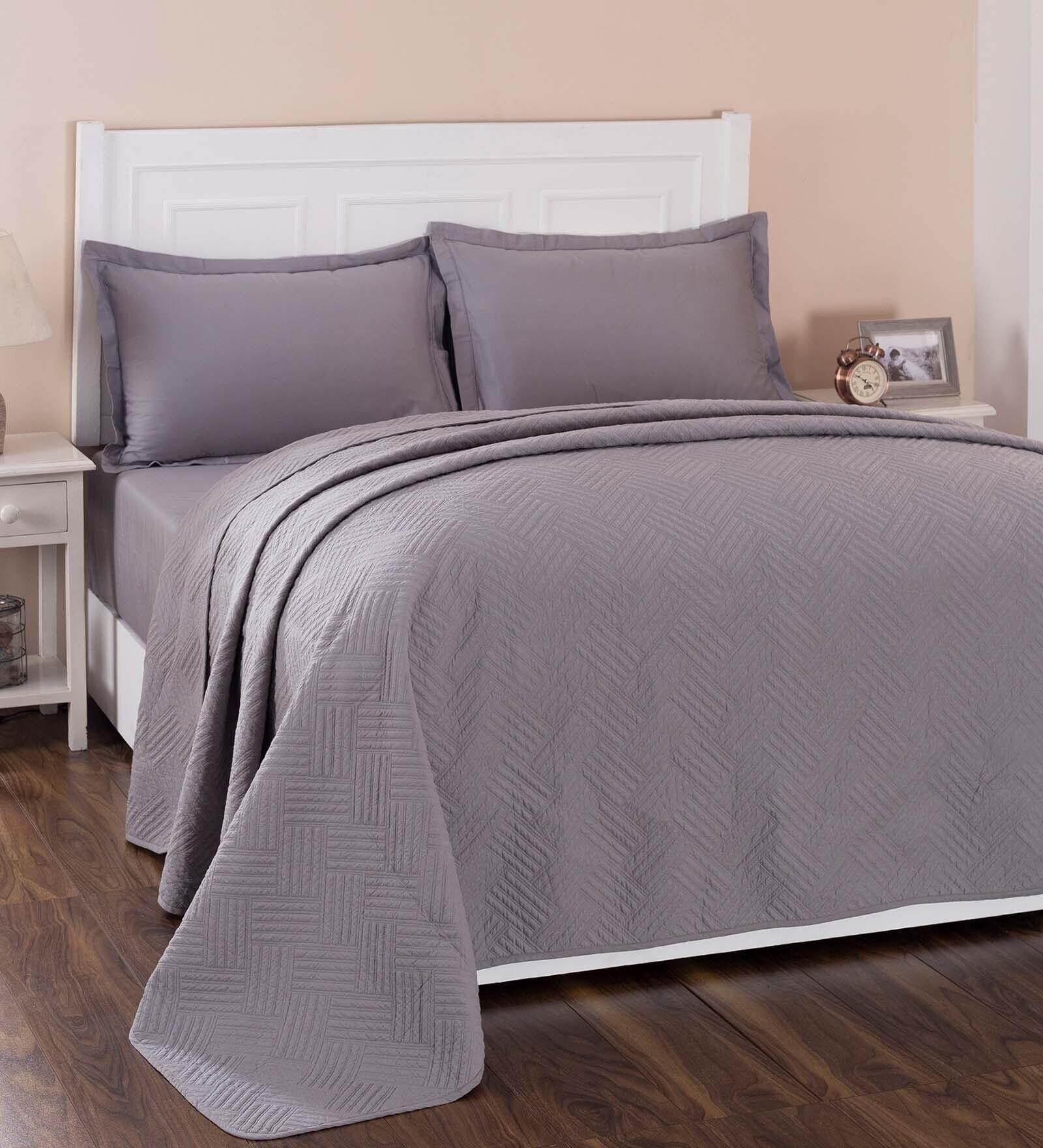 Grey Cotton 100 GSM AC Room Quilted 1 Single Bed Comforter Eliott Collection