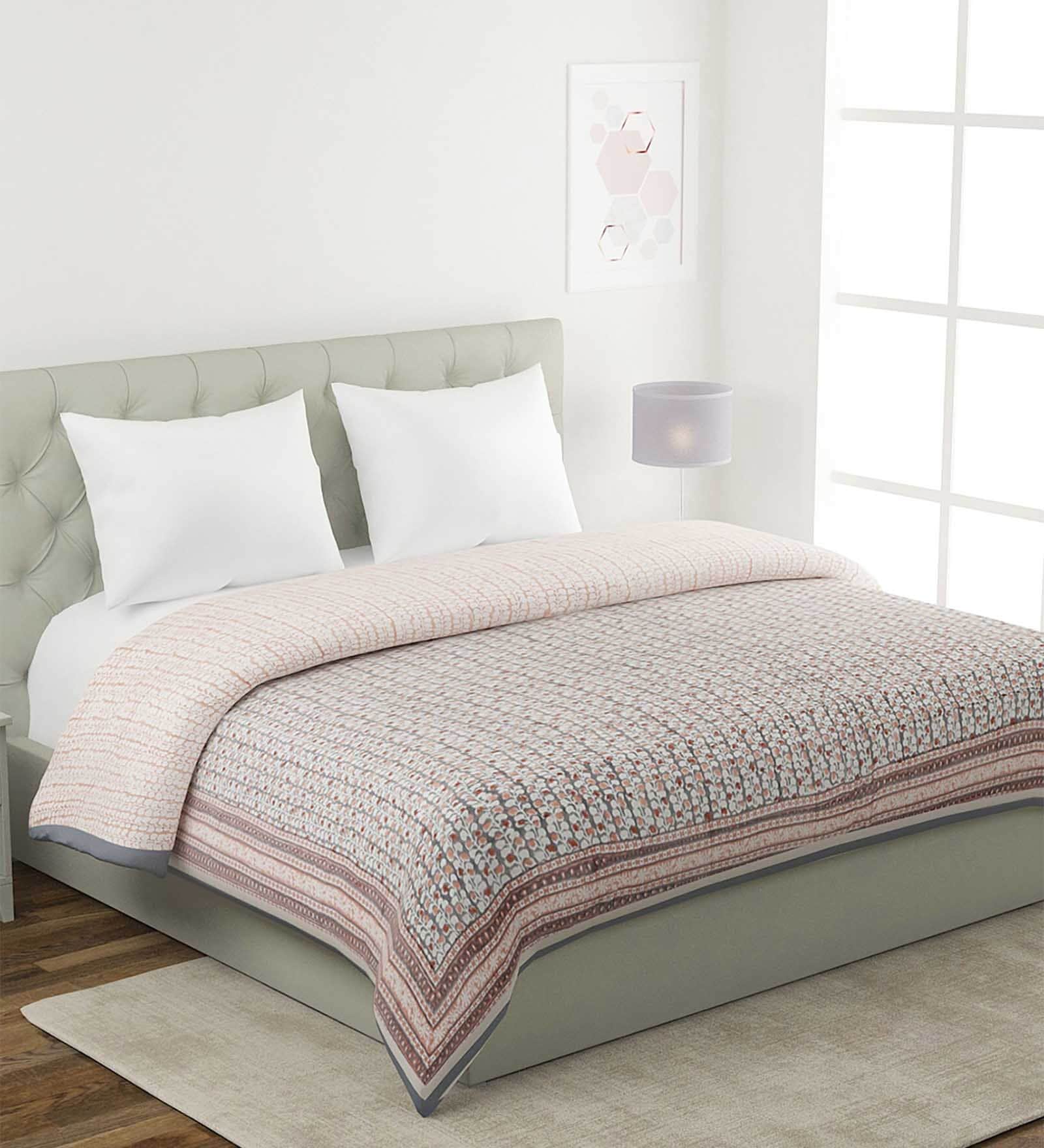 Grey Cotton 170 GSM Double Bed Quilt