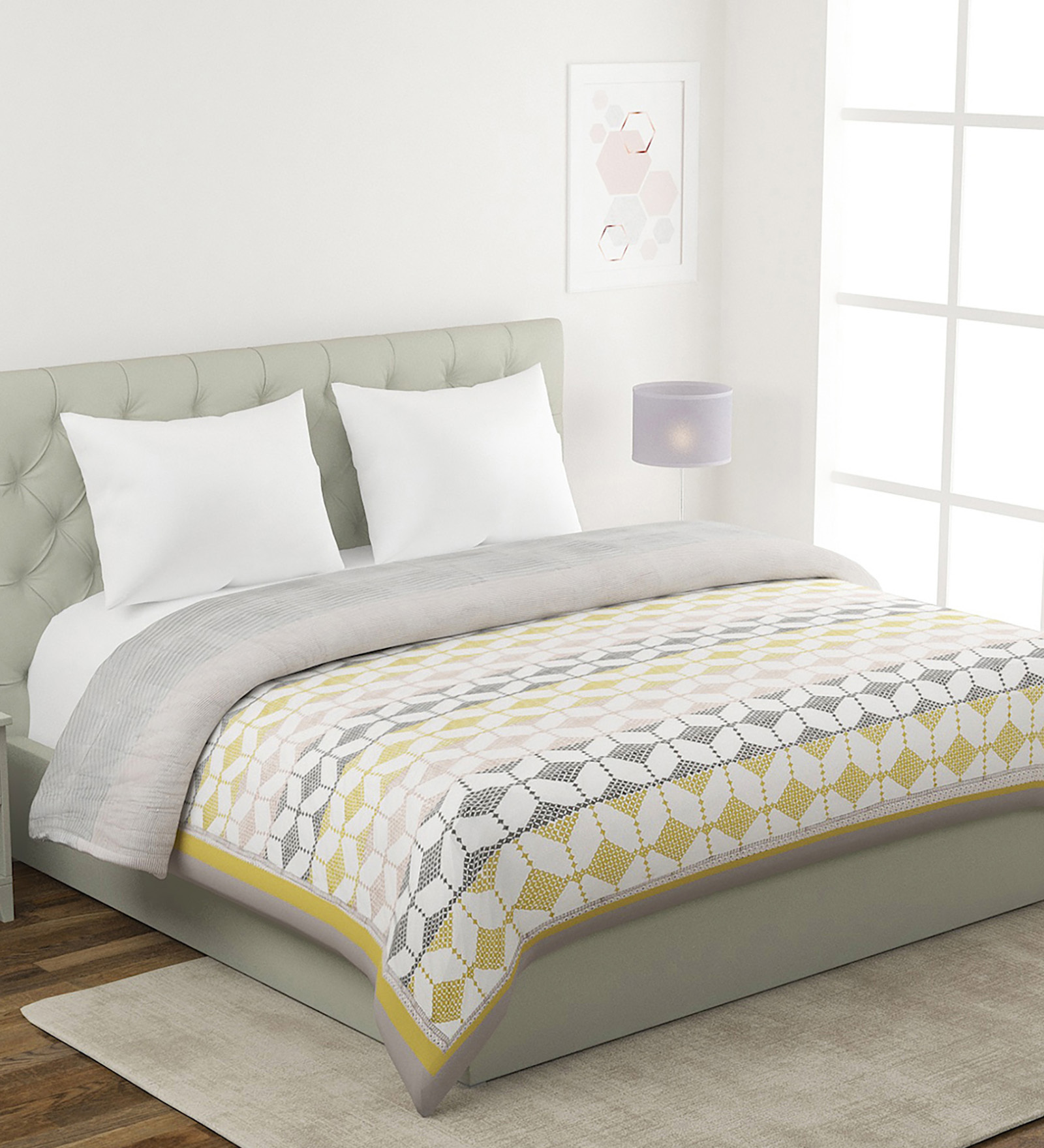 Grey Cotton 170 GSM Single Bed Quilt