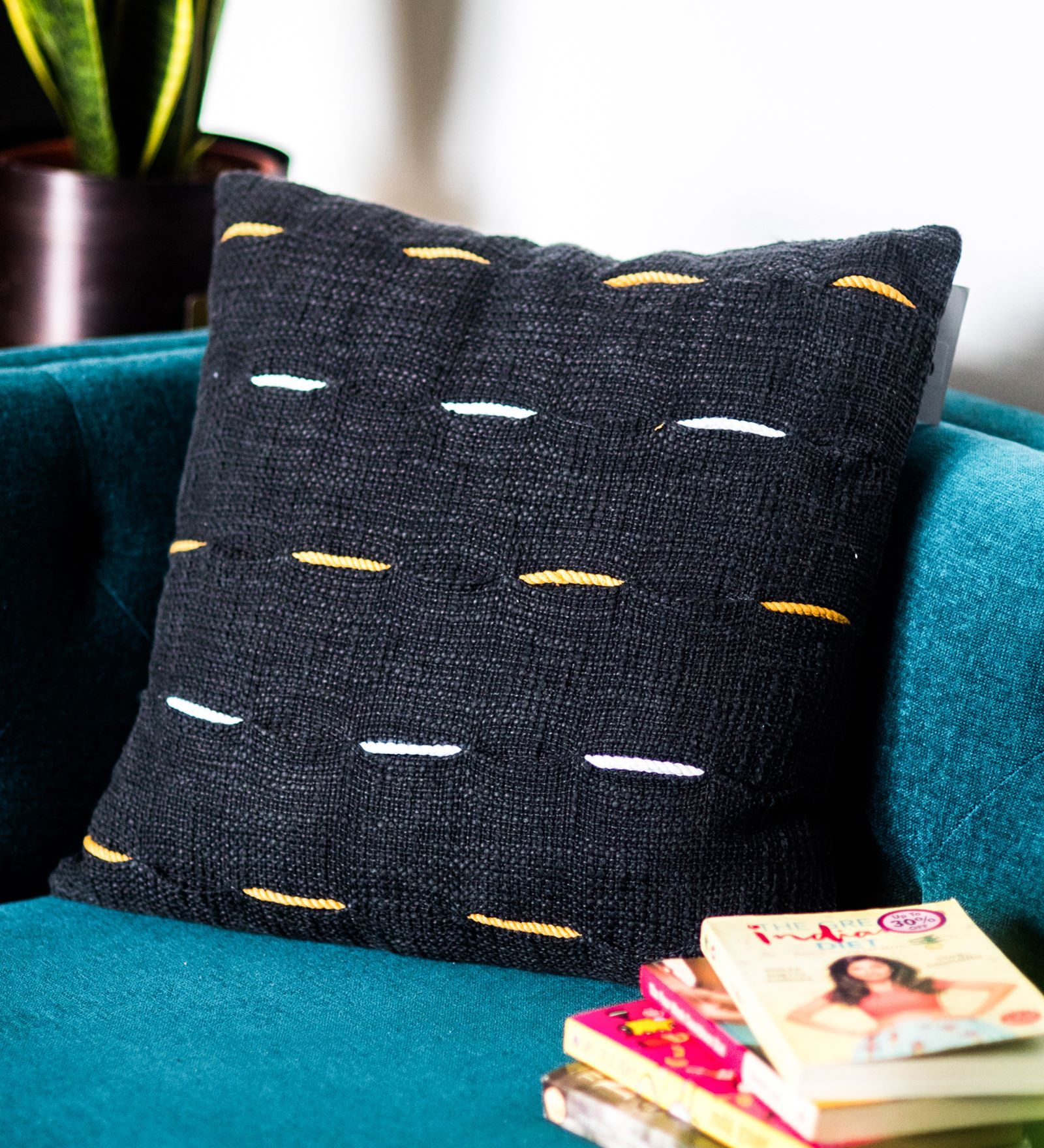 Buy Geometric Cotton Grey Cushion Cover 18 x 18 inches by Ode & Cleo at