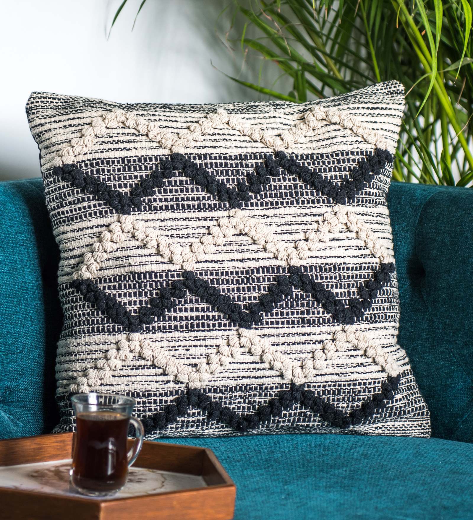 Grey Woven Cotton 18 x 18 Inches Cushion Cover