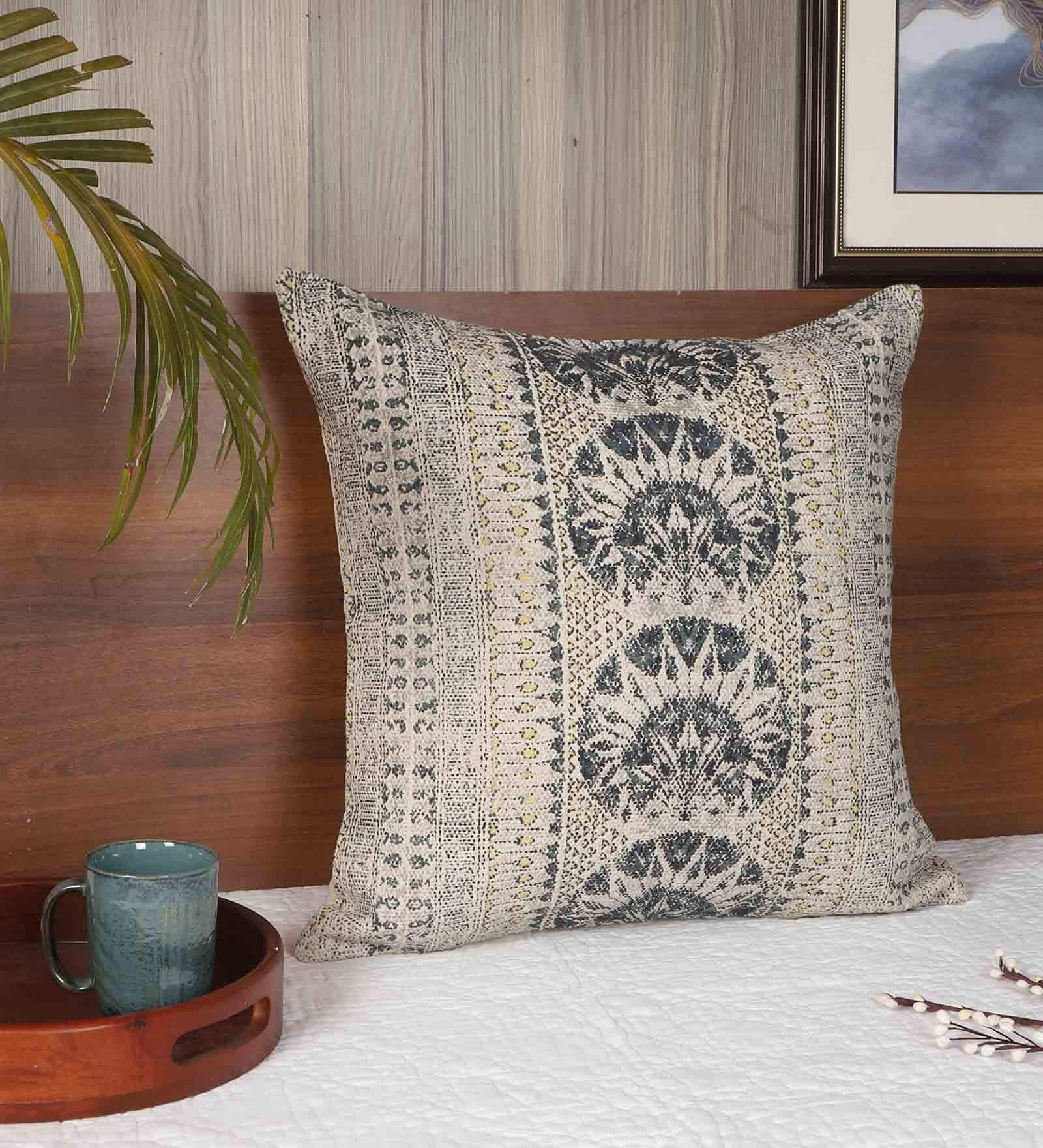 Grey Abstract Cotton 20 x 20 Inch Cushion Cover