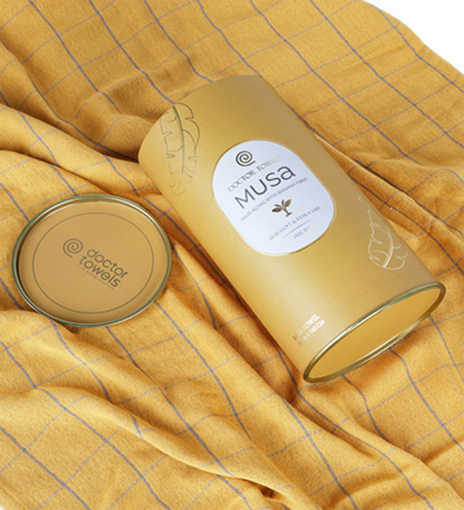 Ochre Banana Double Cloth Checkered 300 GSM Bath Towel with Gift Box