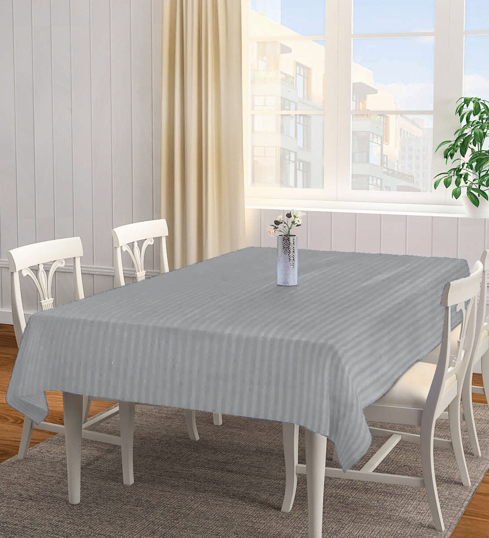 Nathaniel (72x52) Grey Cotton Blend Table Cloth