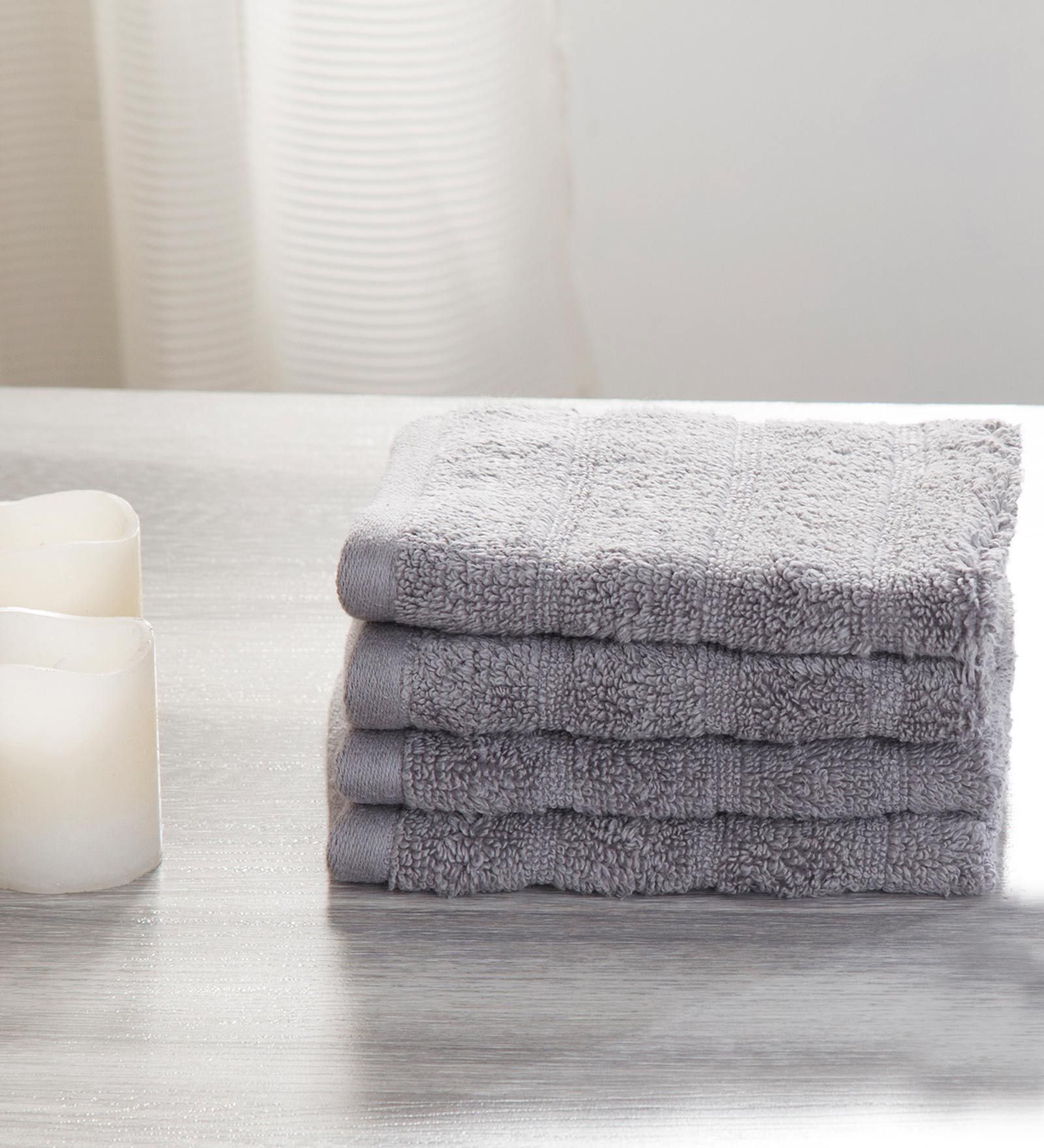 Grey Solid 550 GSM Cotton Face Towels (Set of 4)