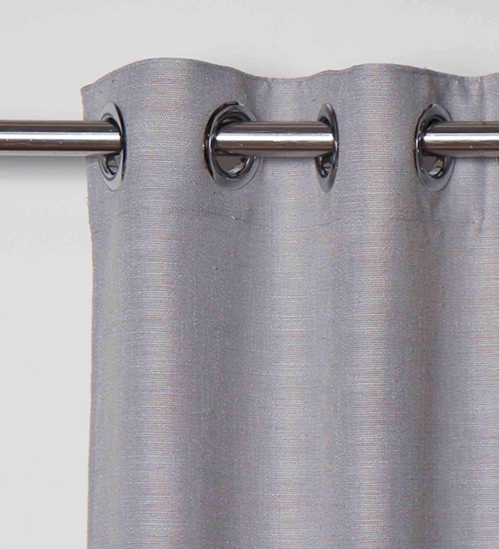 Grey Cotton Solid 7Ft Blackout Eyelet 1 Pc Door Curtain
