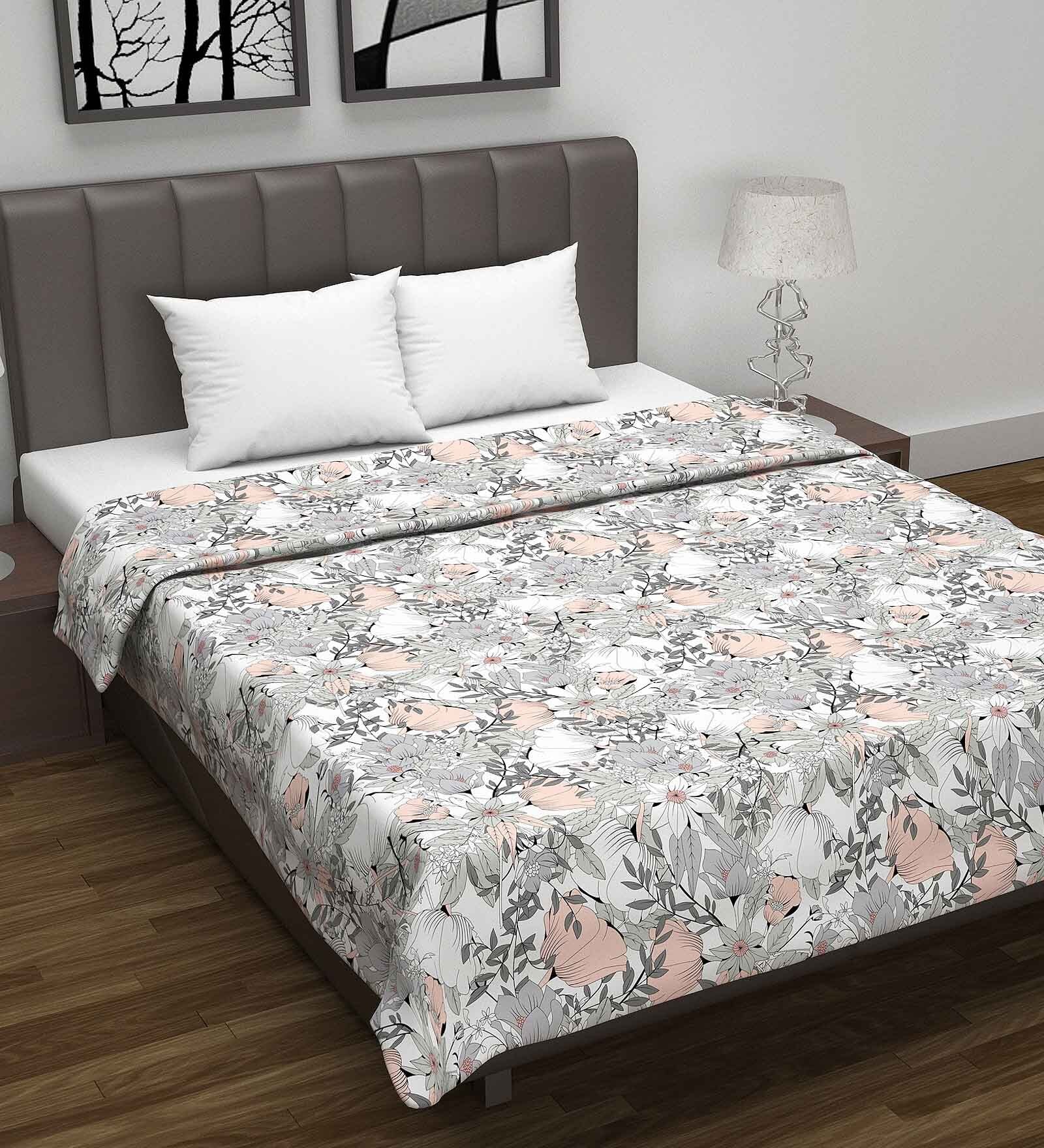 Grey Cotton Floral 120 GSM Double Dohar