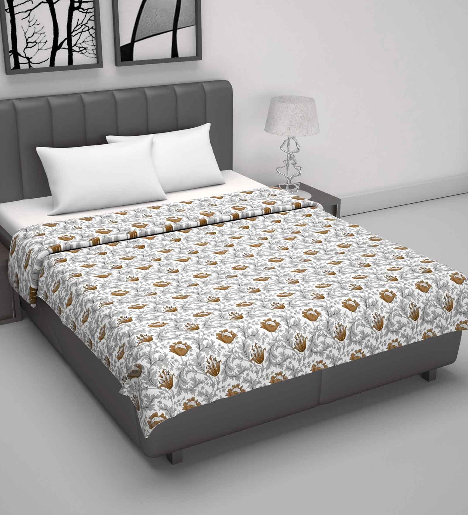 Grey Cotton Floral 120 GSM Double Dohar