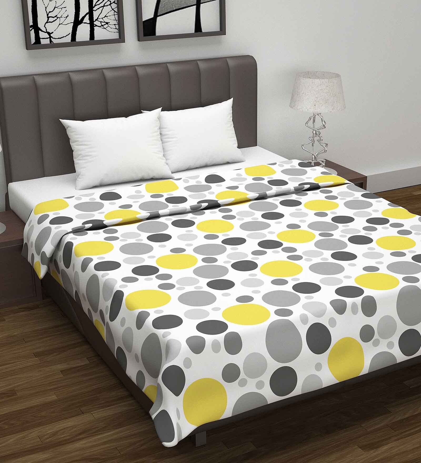 Yellow Cotton Floral 120 GSM Double Dohar