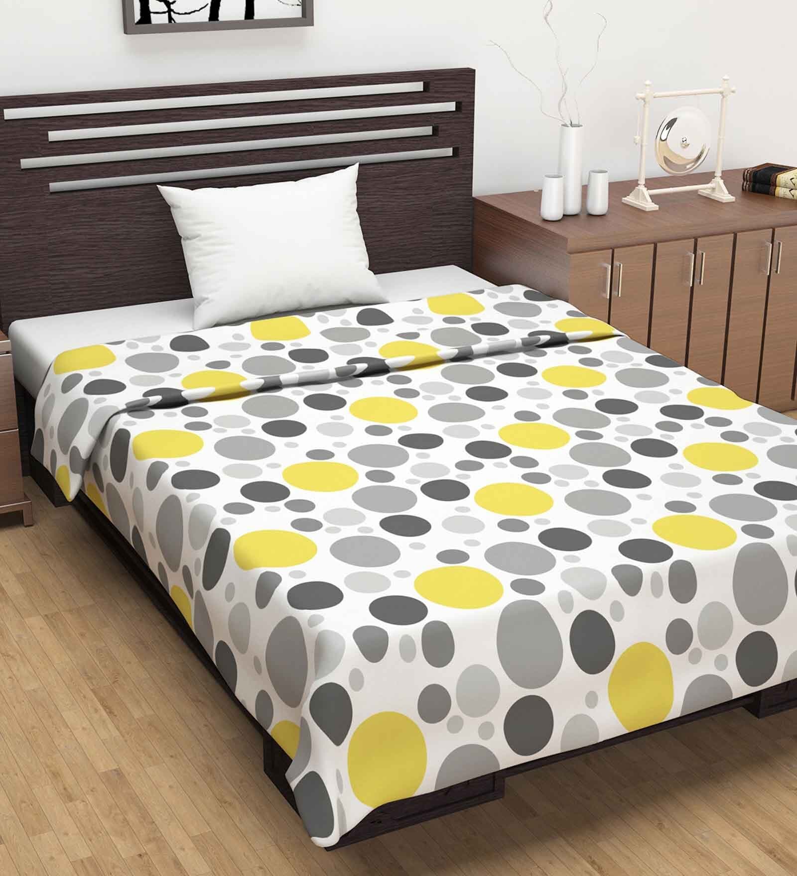 Yellow Cotton Floral 120 GSM Single Dohar