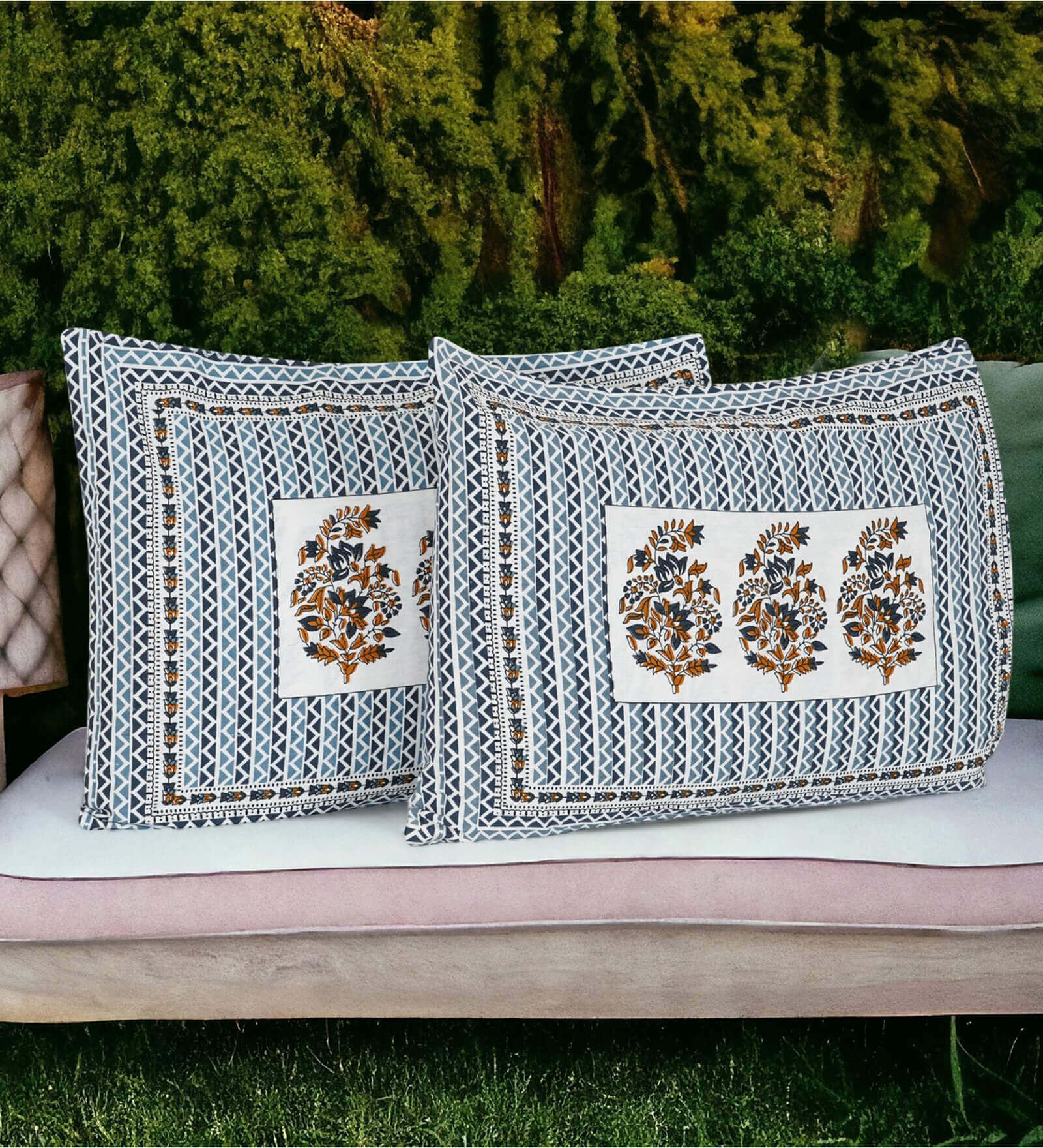 Grey 220 TC Cotton Traditional 28 x 18 Inch inches Pillow Covers (Pack of 2)