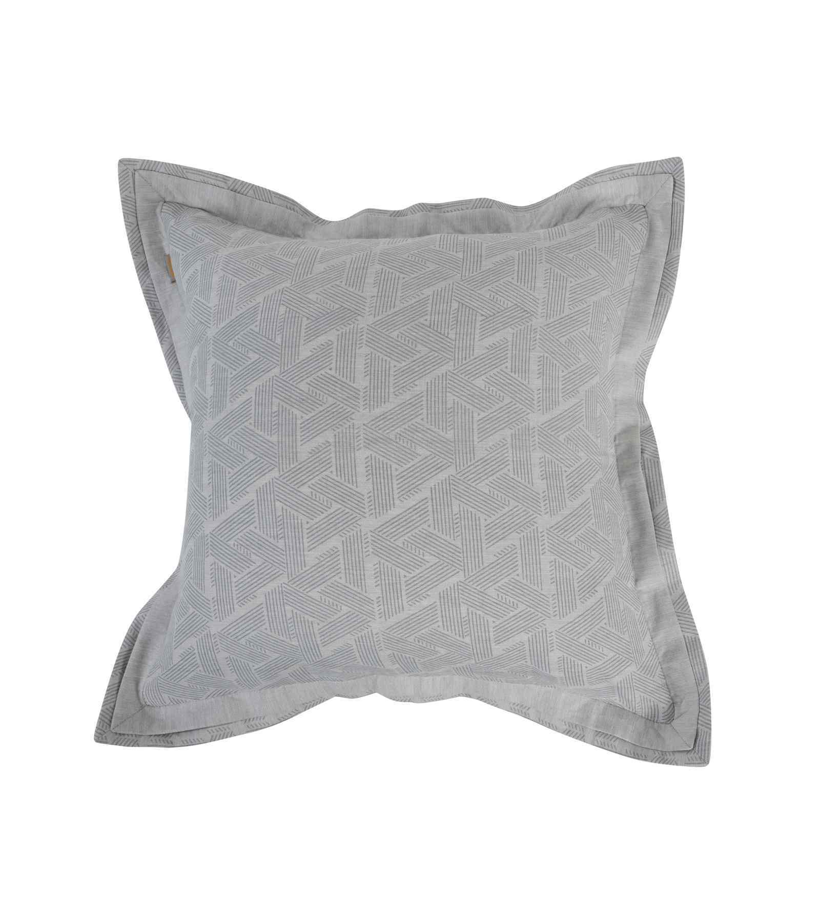 Grey Cotton Geometric Print 18x18 inches Square Cushion Cover