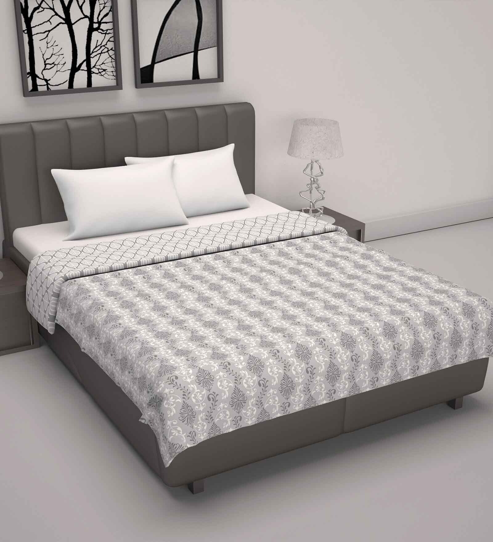 Grey Cotton Patterned 120 GSM Double Bed Dohar