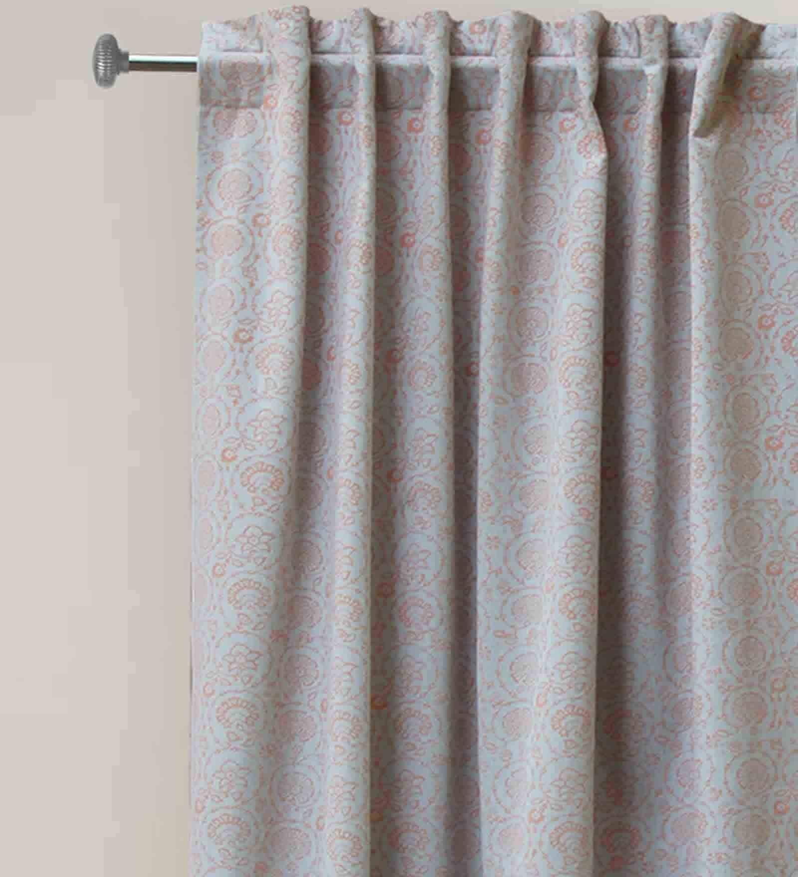Grey Cotton Traditional 7.5Ft  Blackout Rod Pocket 1 Pc Door Curtain