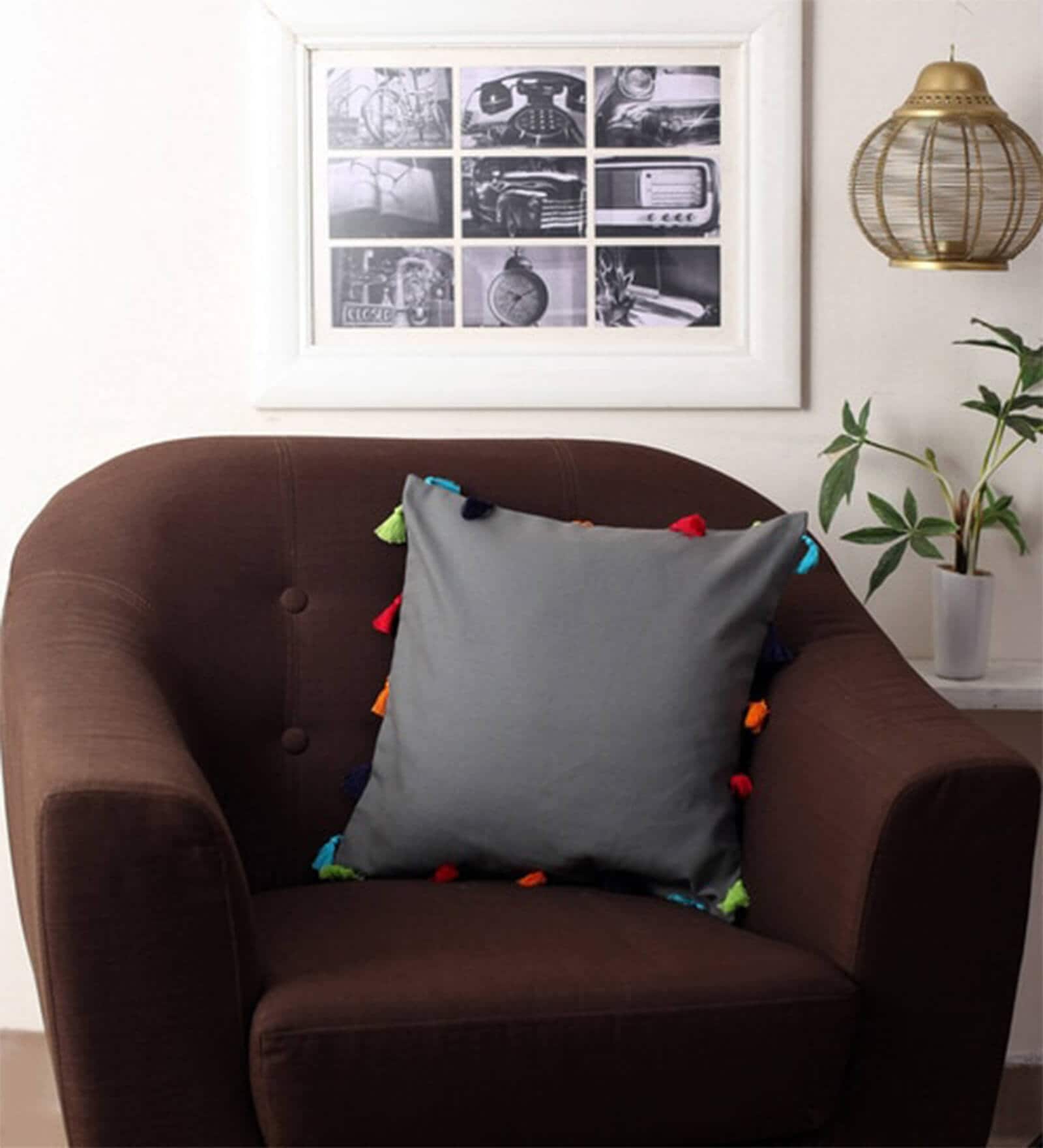Grey Cotton Solid 12x12 inches Cushion Covers (Pack of 3)