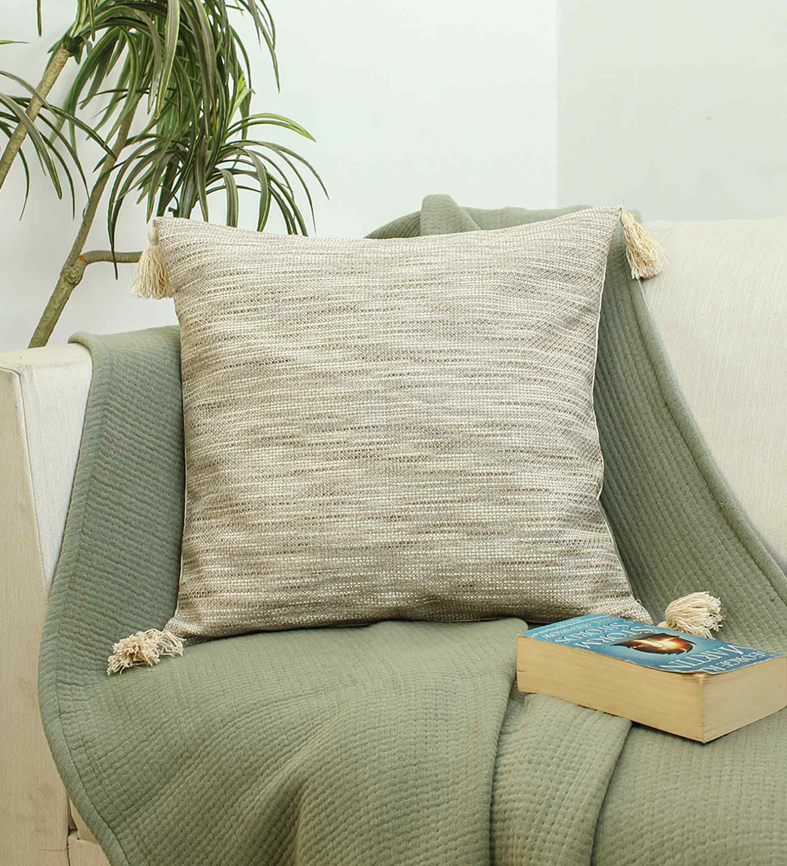 Grey Cotton Abstract 18x18 inches Cushion Cover