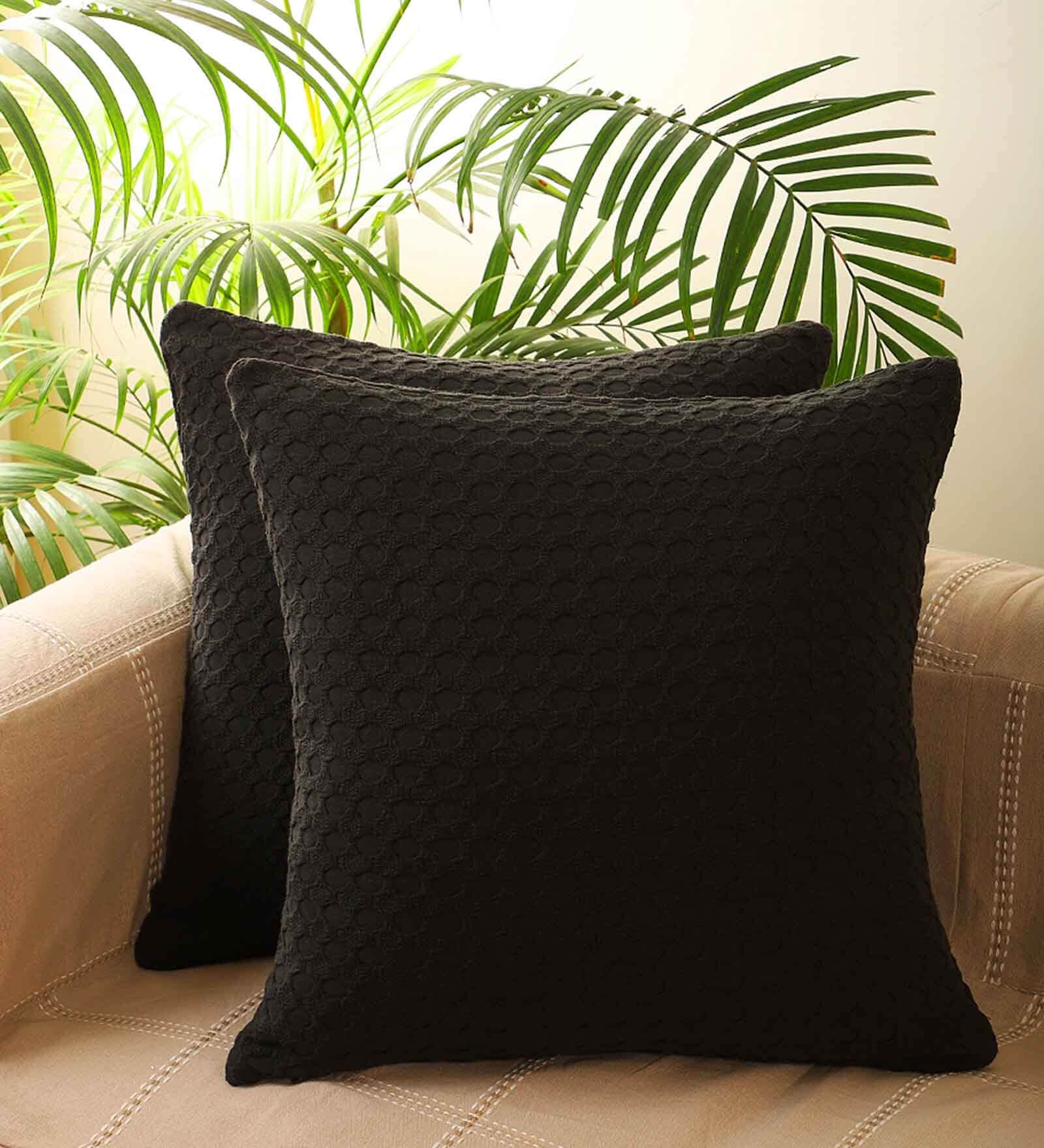 Grey Cotton Solid 20x20 inches Cushion Covers (Set of 5)