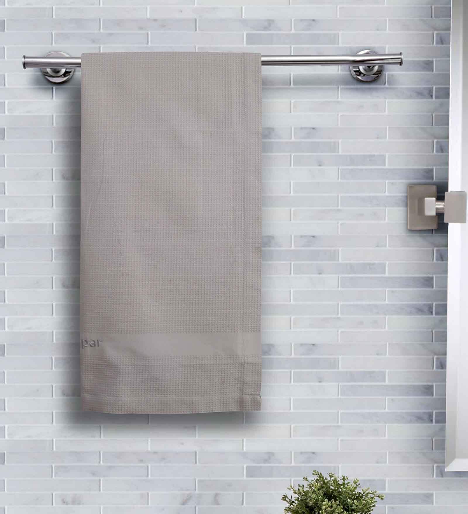 Grey Cotton Solid 215 GSM Bath Towel