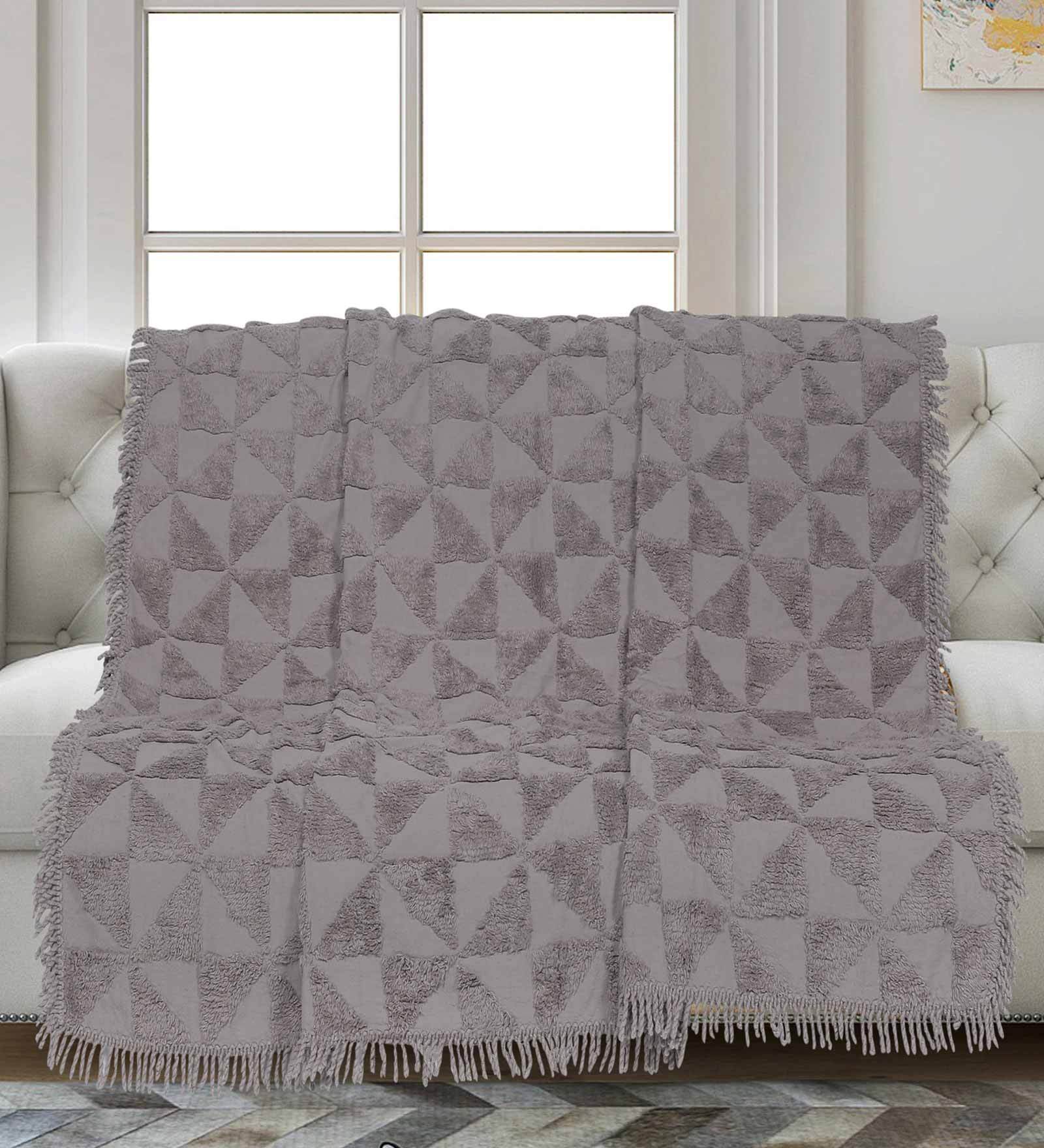 Geometric Throw Buy Grey Cotton Geometric 56X50 Inch Tufted Throw at 69% OFF by Saral ...
