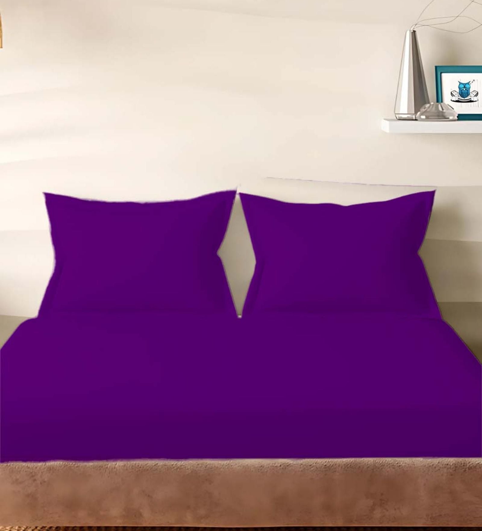 Purple Cotton Solid 210TC Plain Set of 2 Pillow Covers