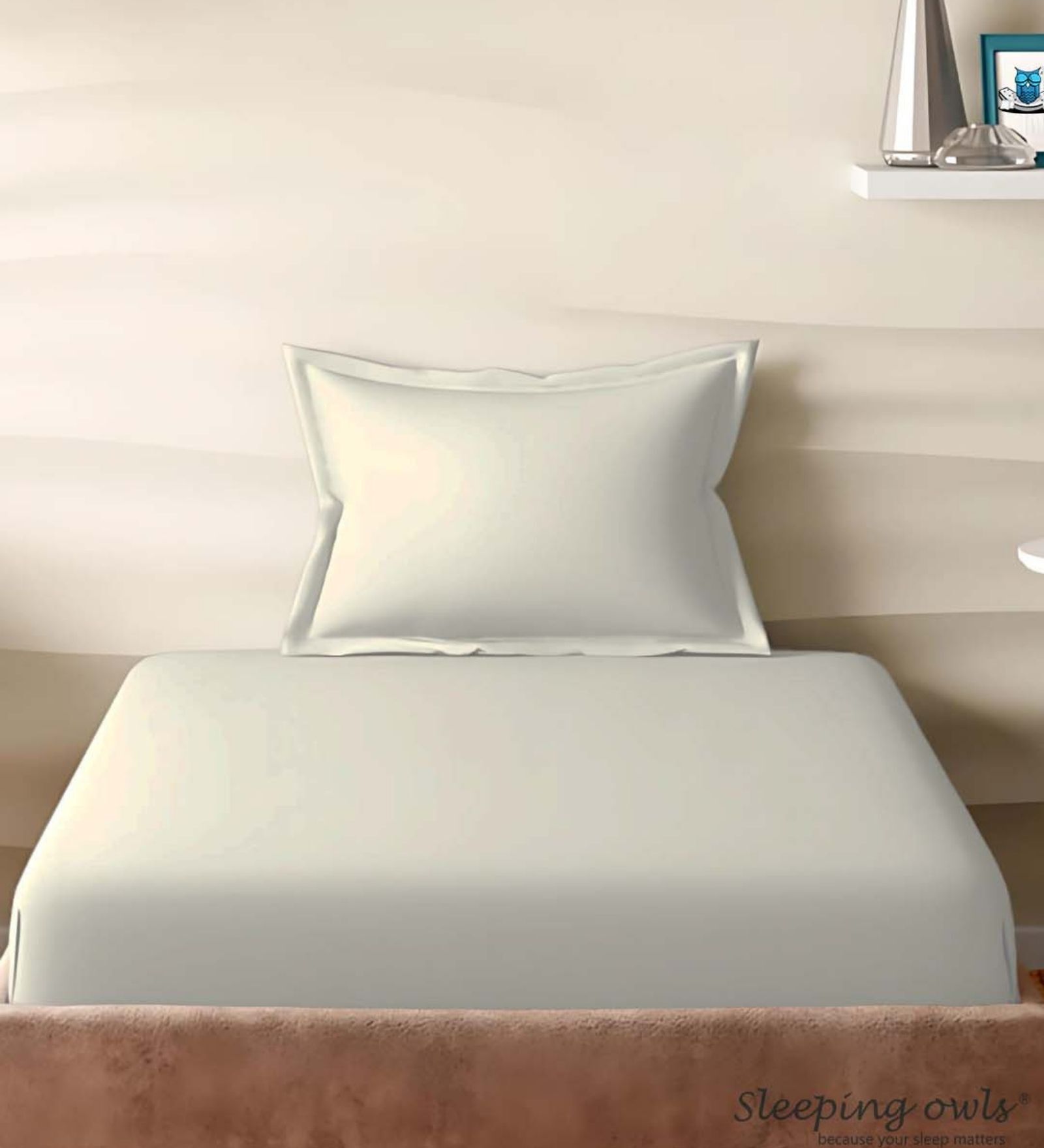 White Cotton Solid 210TC Plain Single Bedsheet with 1 Pillow Cover