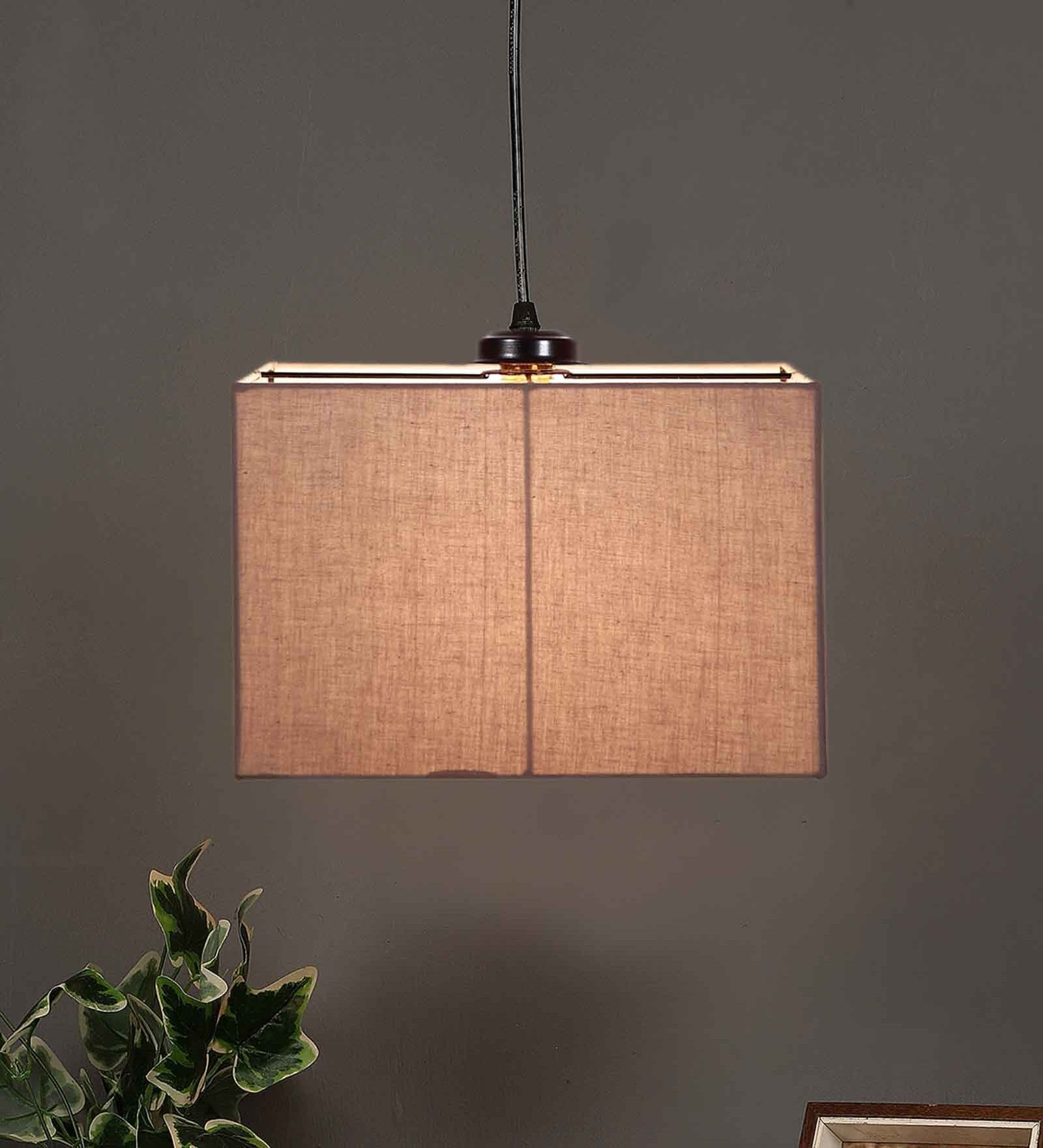 Grey Cotton Square Hanging Lamp