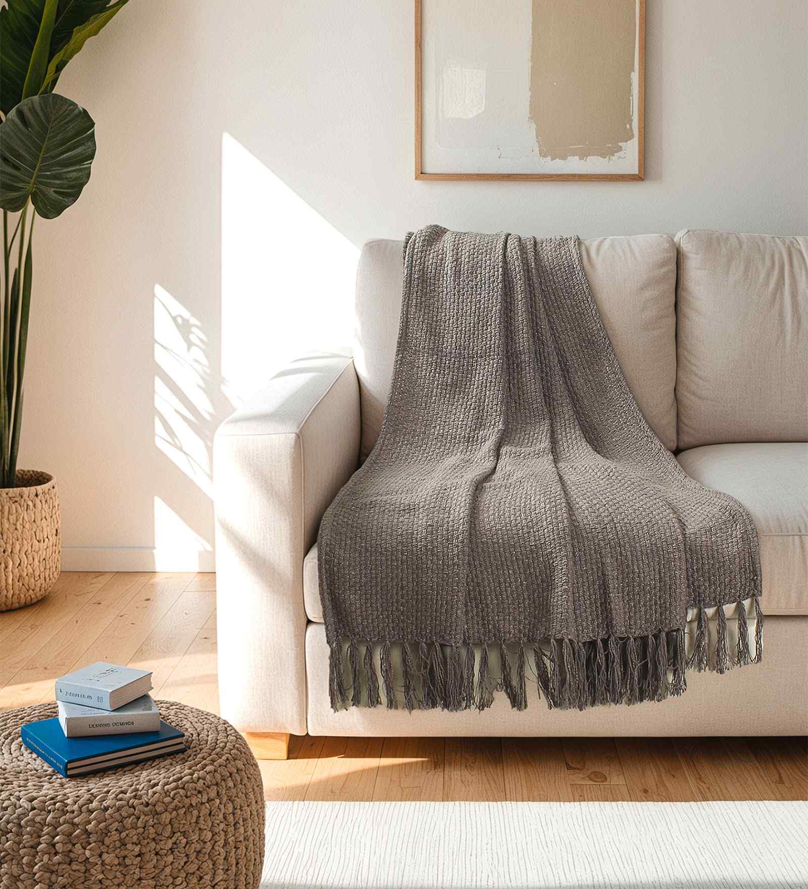 Grey Cotton Throw
