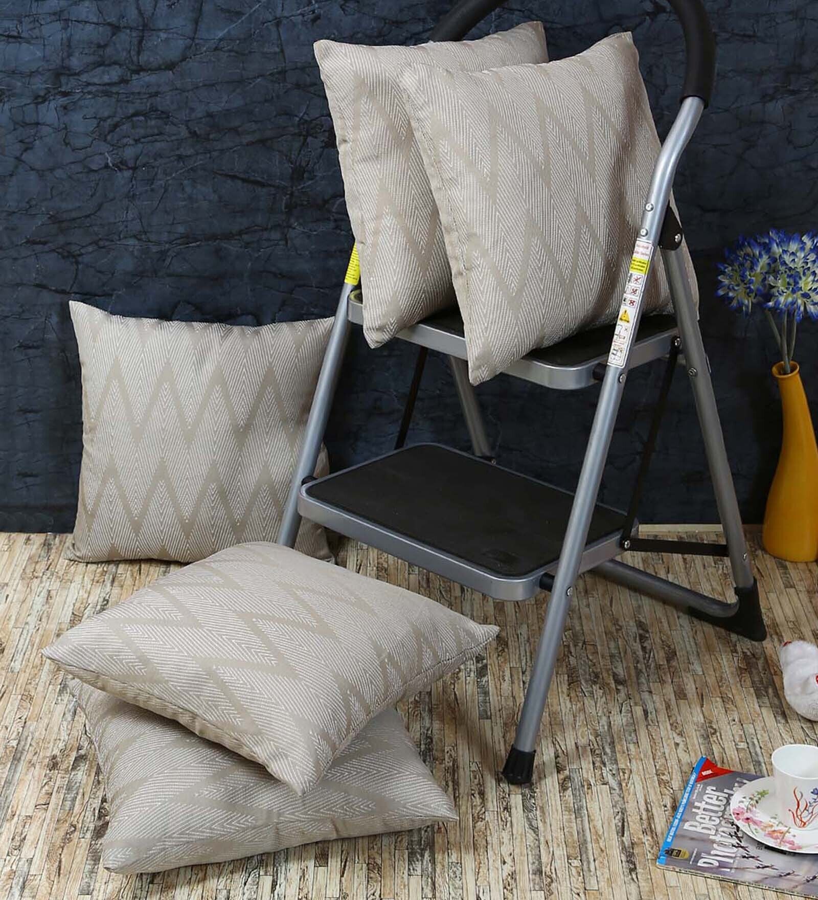 Grey - Jacquard Cotton Cushion Cover (16 x 16 in)
