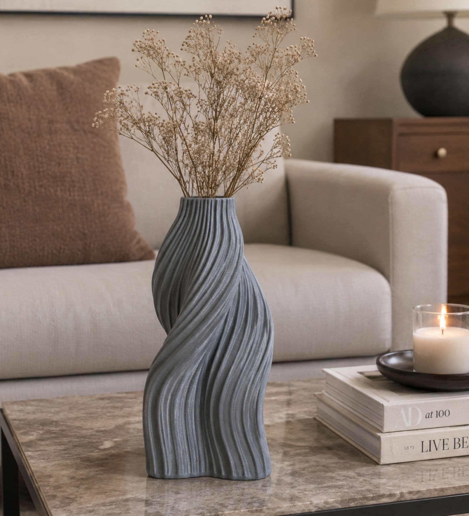 Grey Curvaceous Bloom 3D Vase