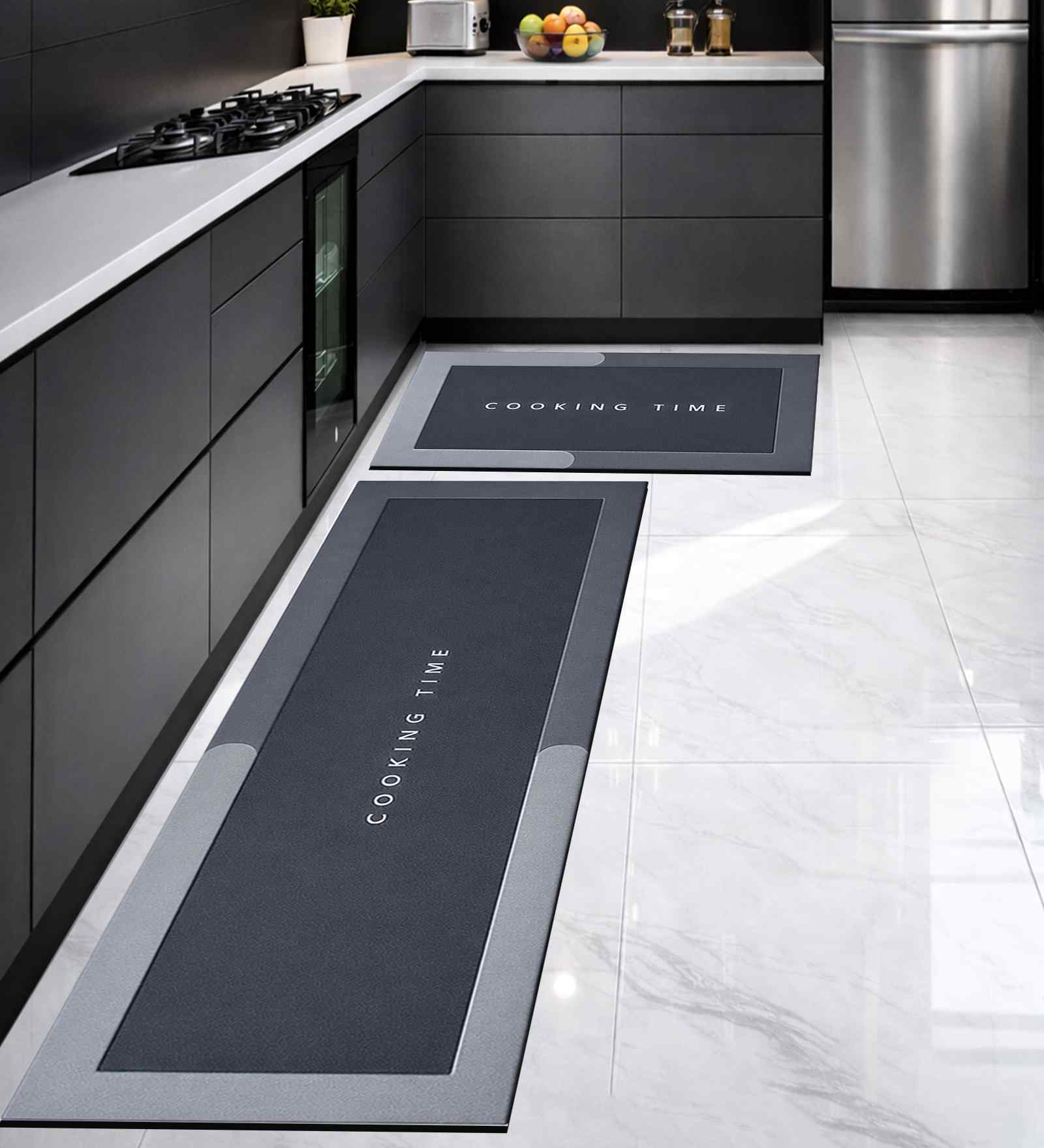Grey Design 40x60 cm Kitchen Floor Mats (Set of 2)