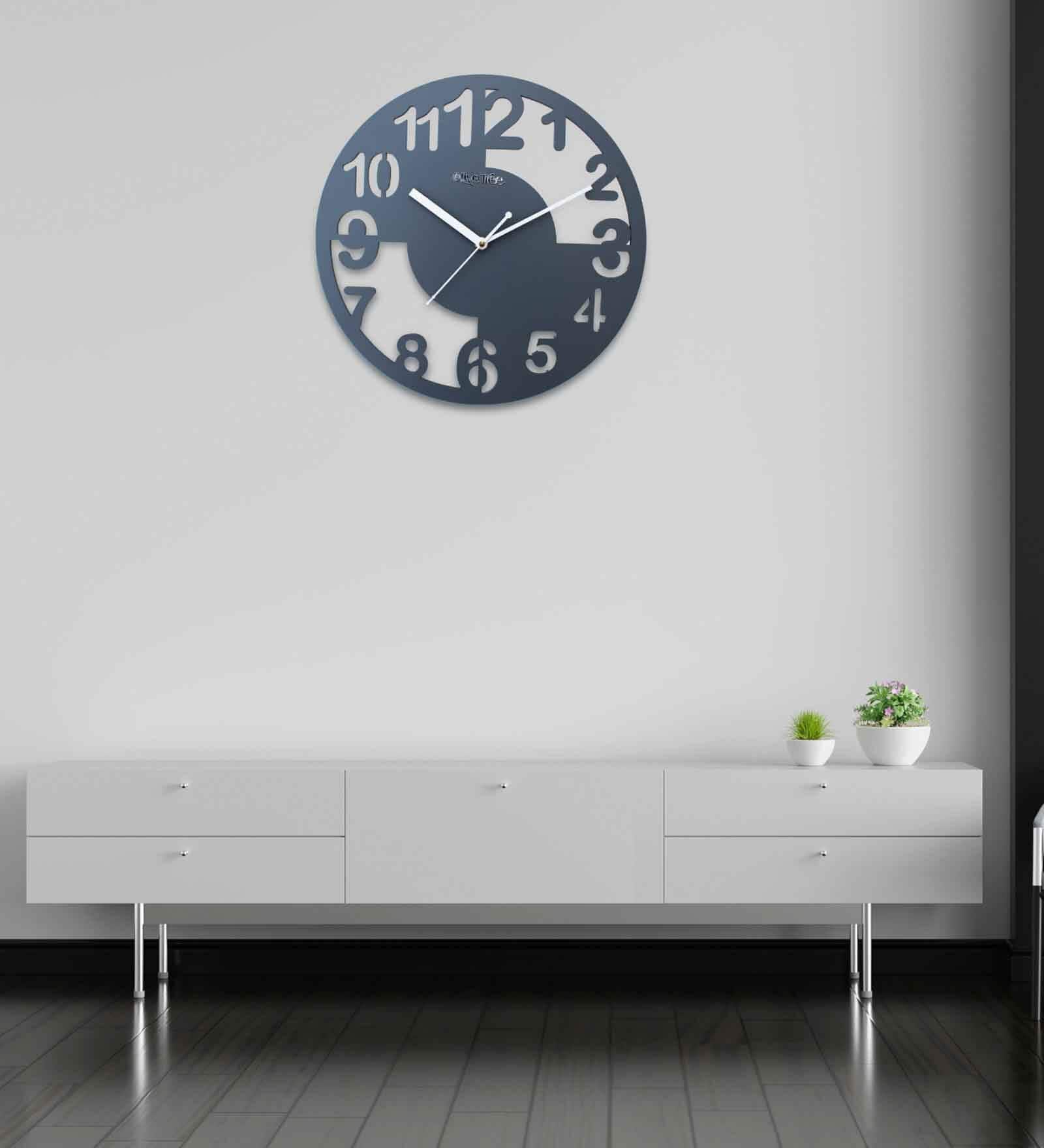 Zeus Grey & White Grey Engineered Wood Wall Clock