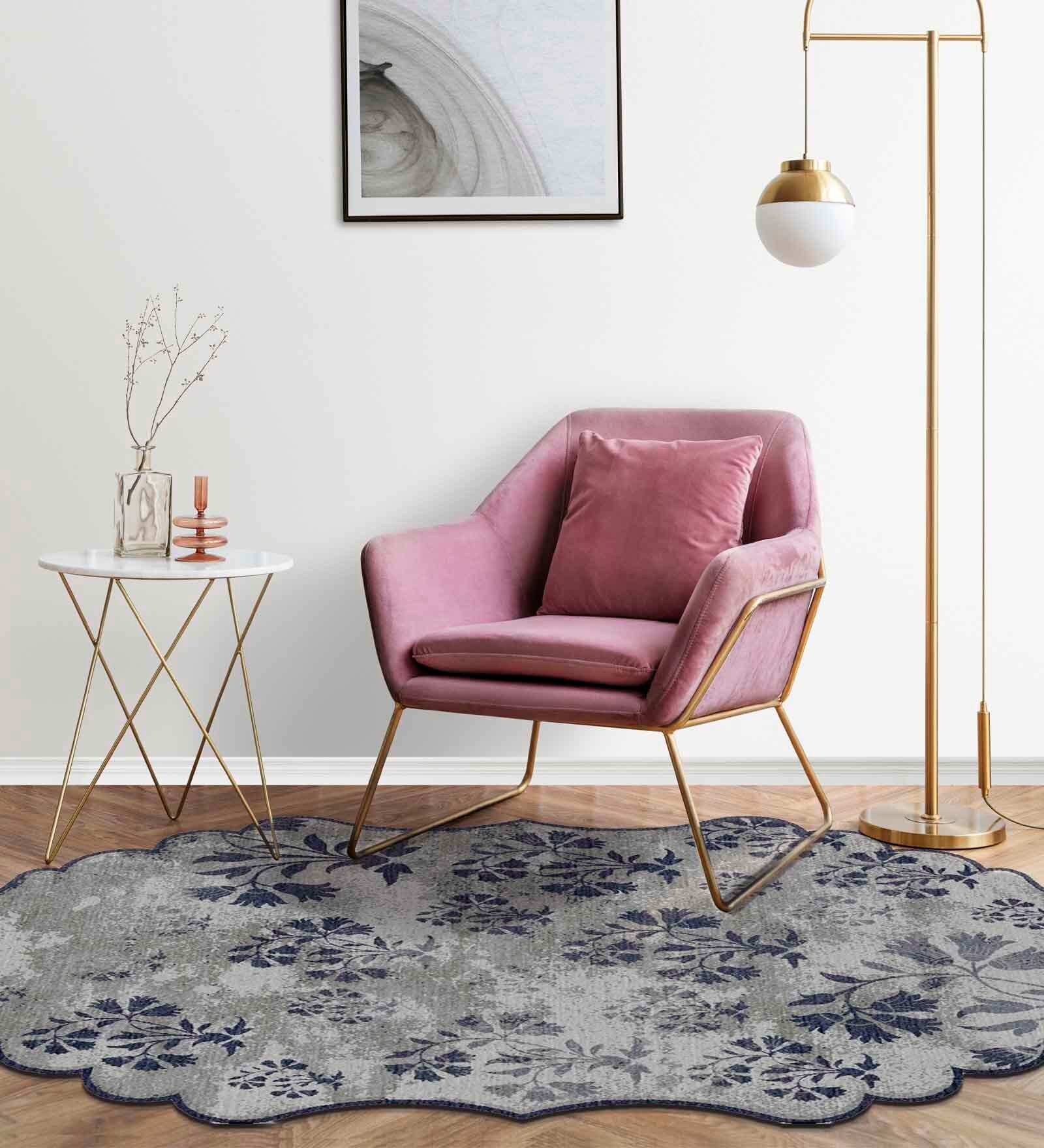 Grey Floral Wool 4 ft x 6 ft Hand Knotted Carpet