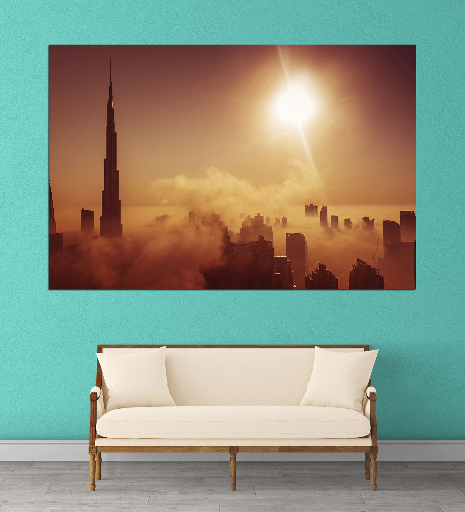 Above Sky In Grey Canvas Framed Art Print (33 x 21 Inches)
