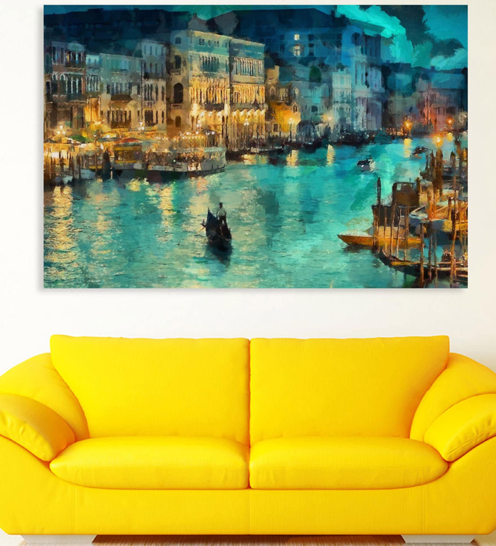 Fine Grey Canvas Framed People and Places Art Print