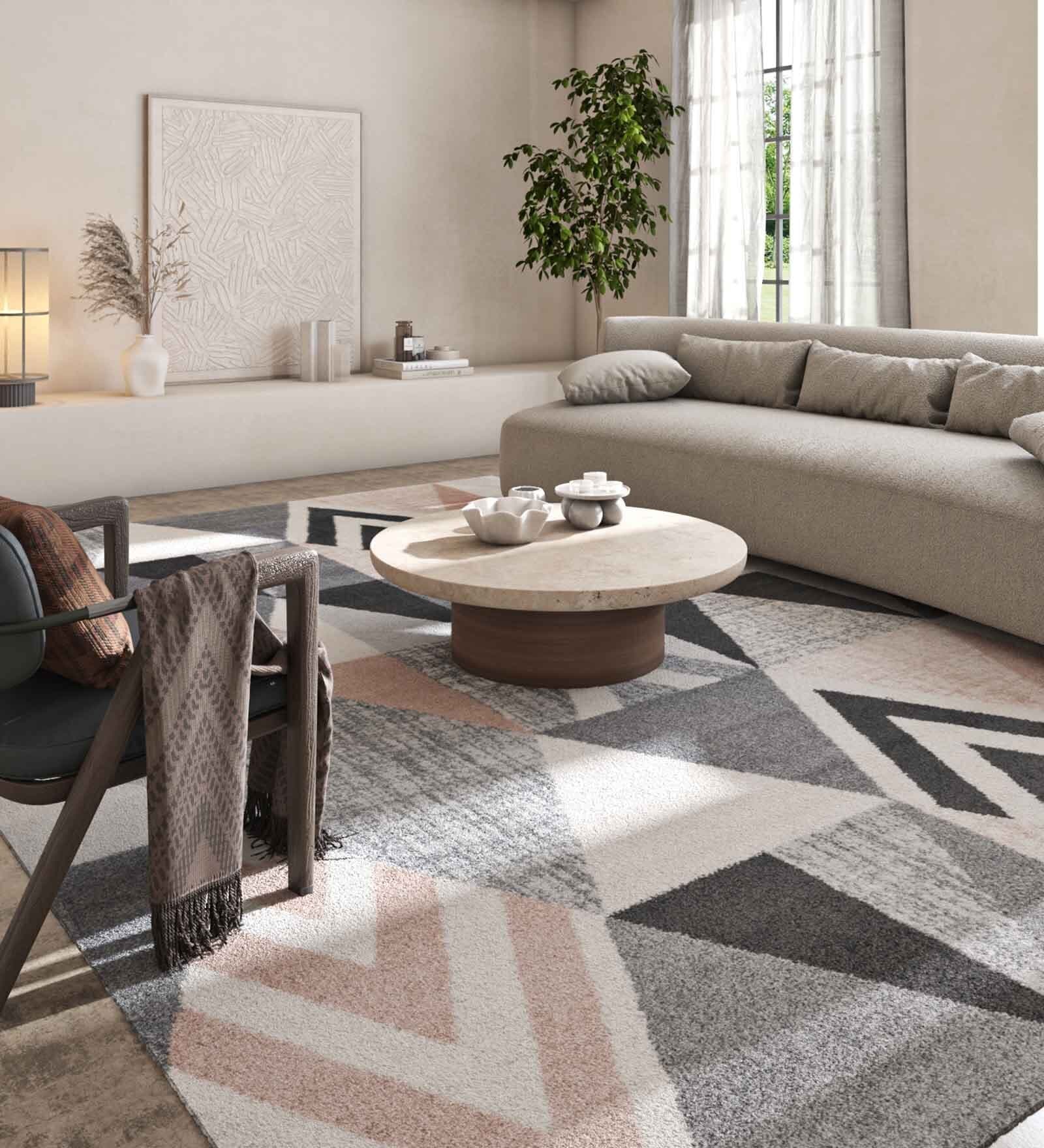 Grey Geometric 4X6 Machine Made Carpet Grey Geometric 4X6 Machine Made Carpet