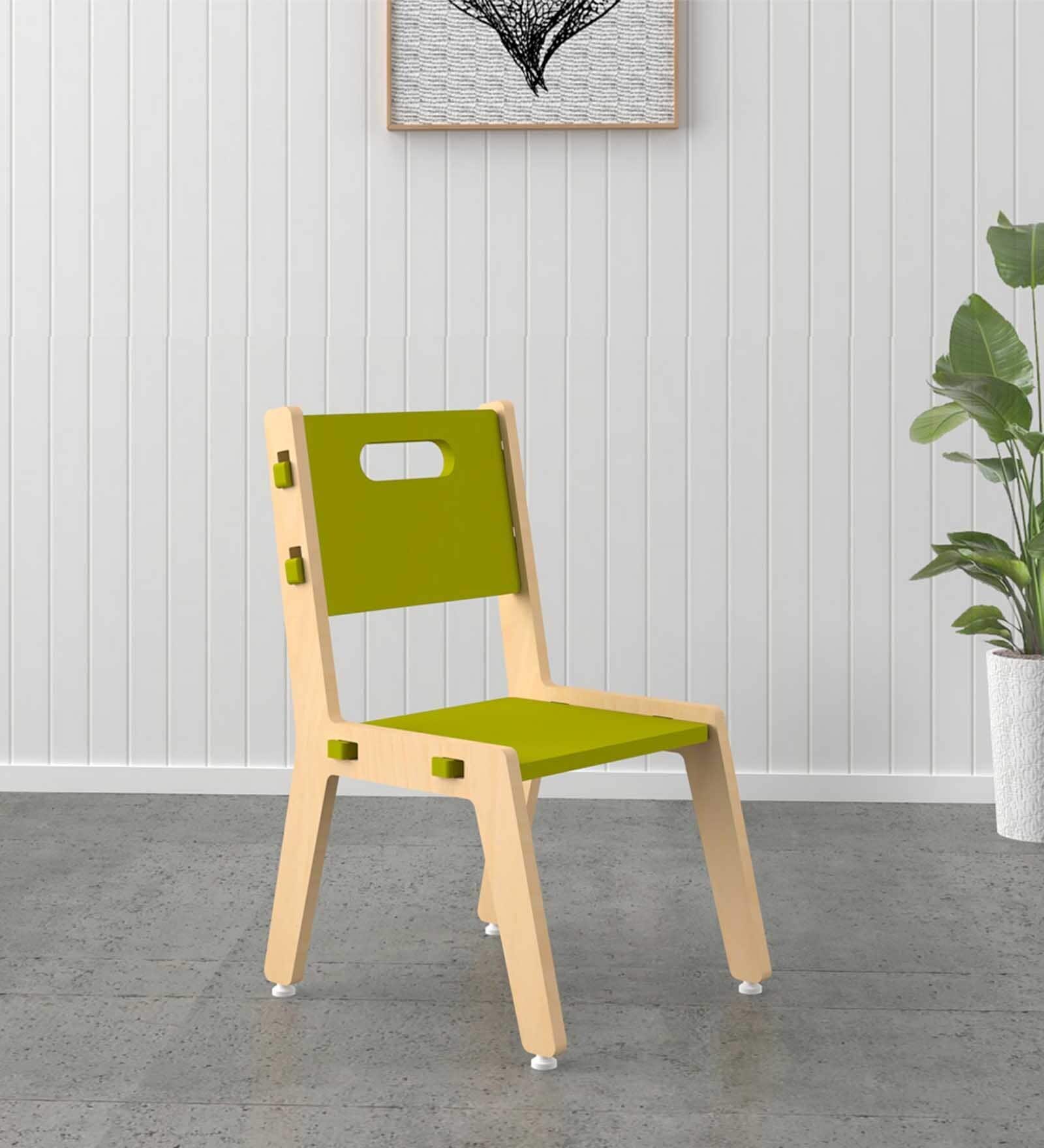 Grey Guava Kids Study Chair in Green Colour