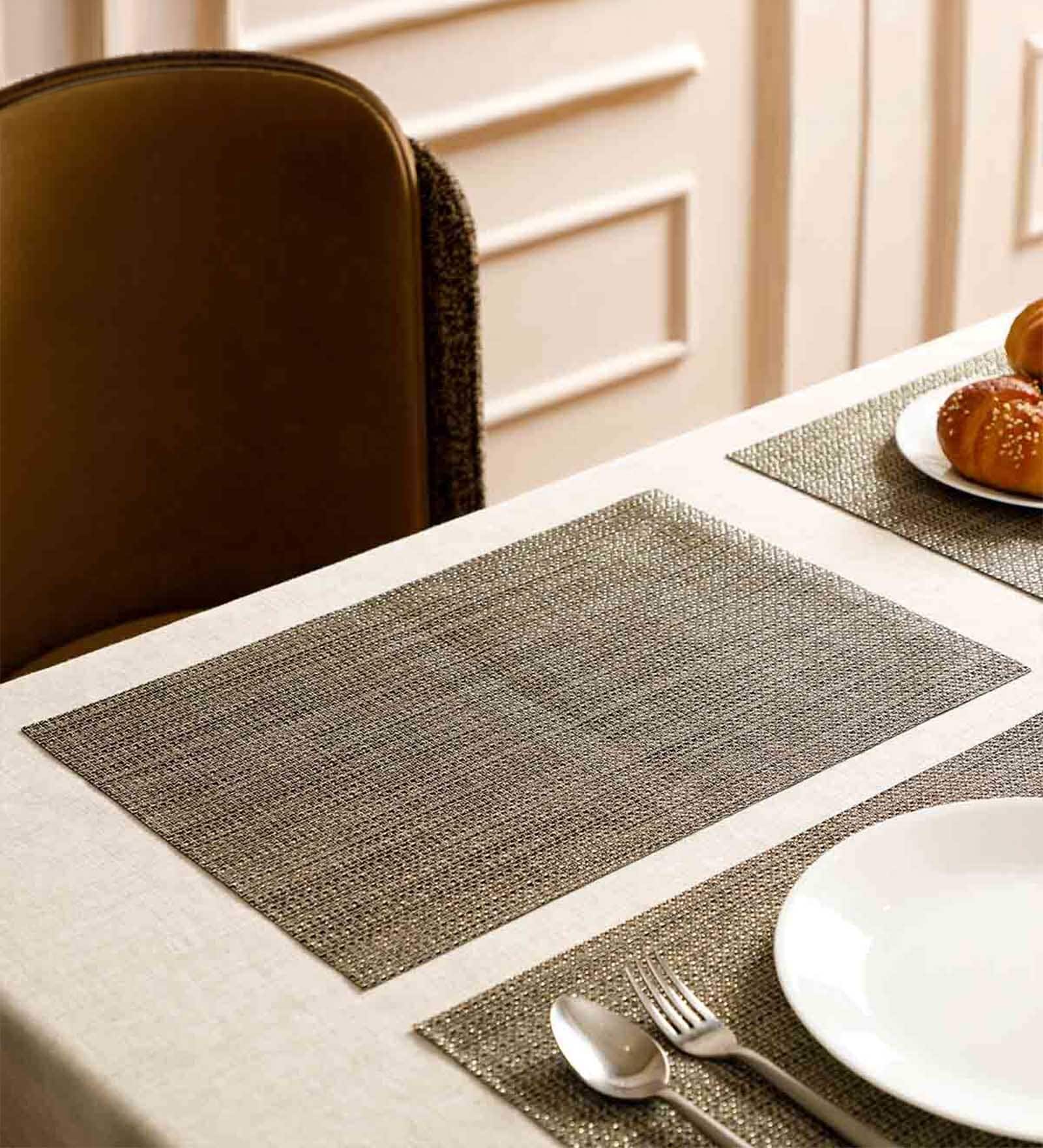 Grey Hadley Rectangular PVC Dining Table Placemat