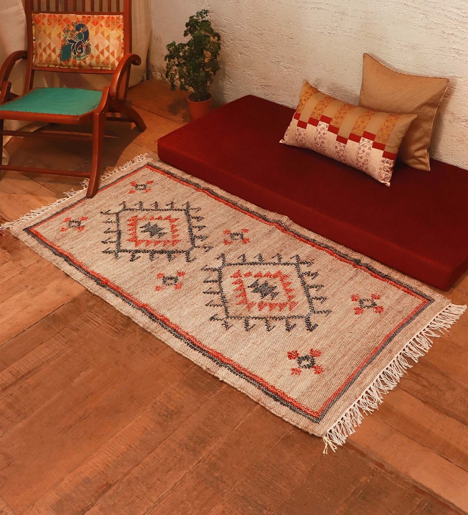 Grey Jute Traditional 3ft x 5ft Hand Woven Carpet