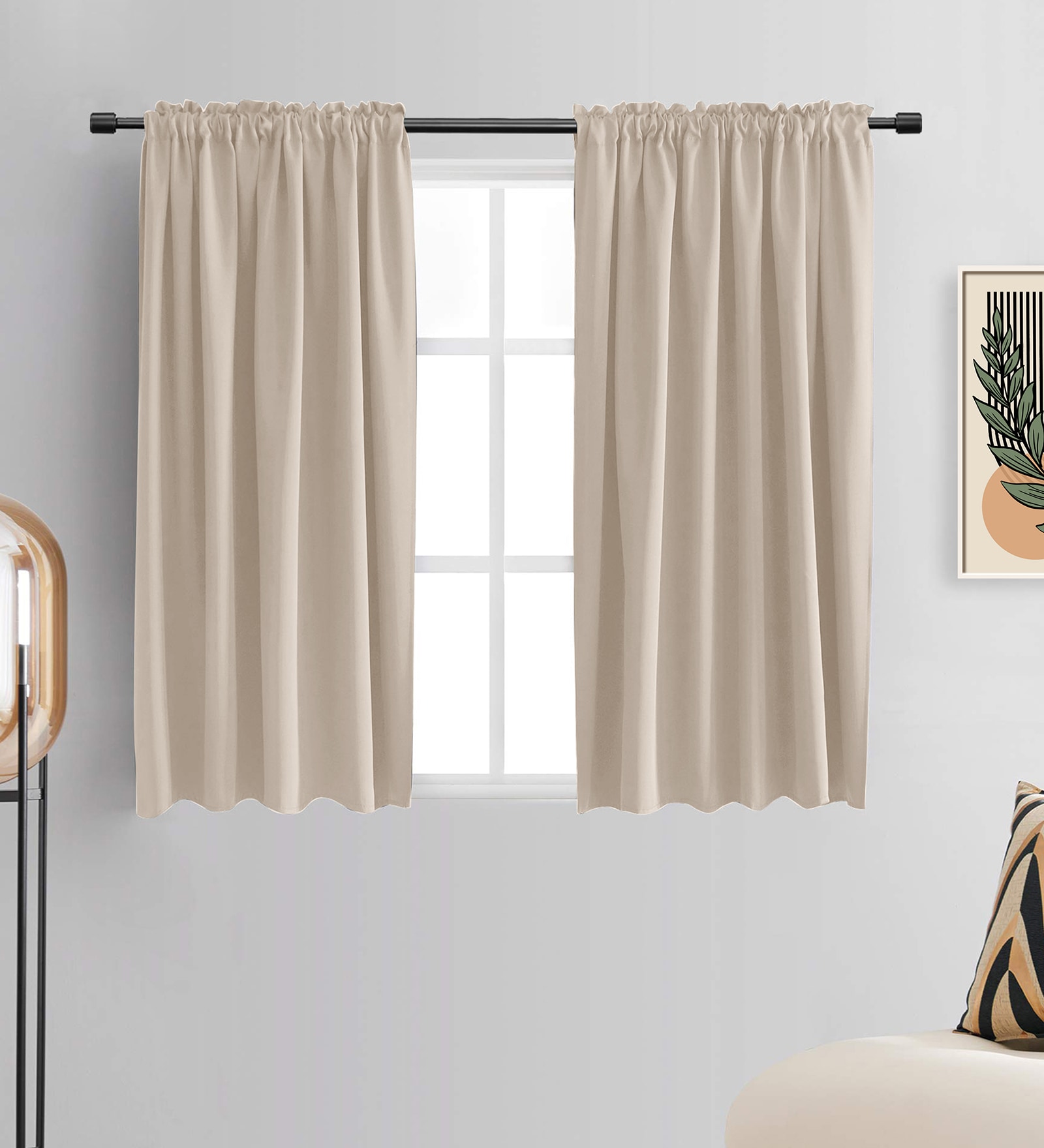 Grey lightweight Satin Solids 5ft Light Filtering Rod Pocket Window Curtains (2 Pcs)