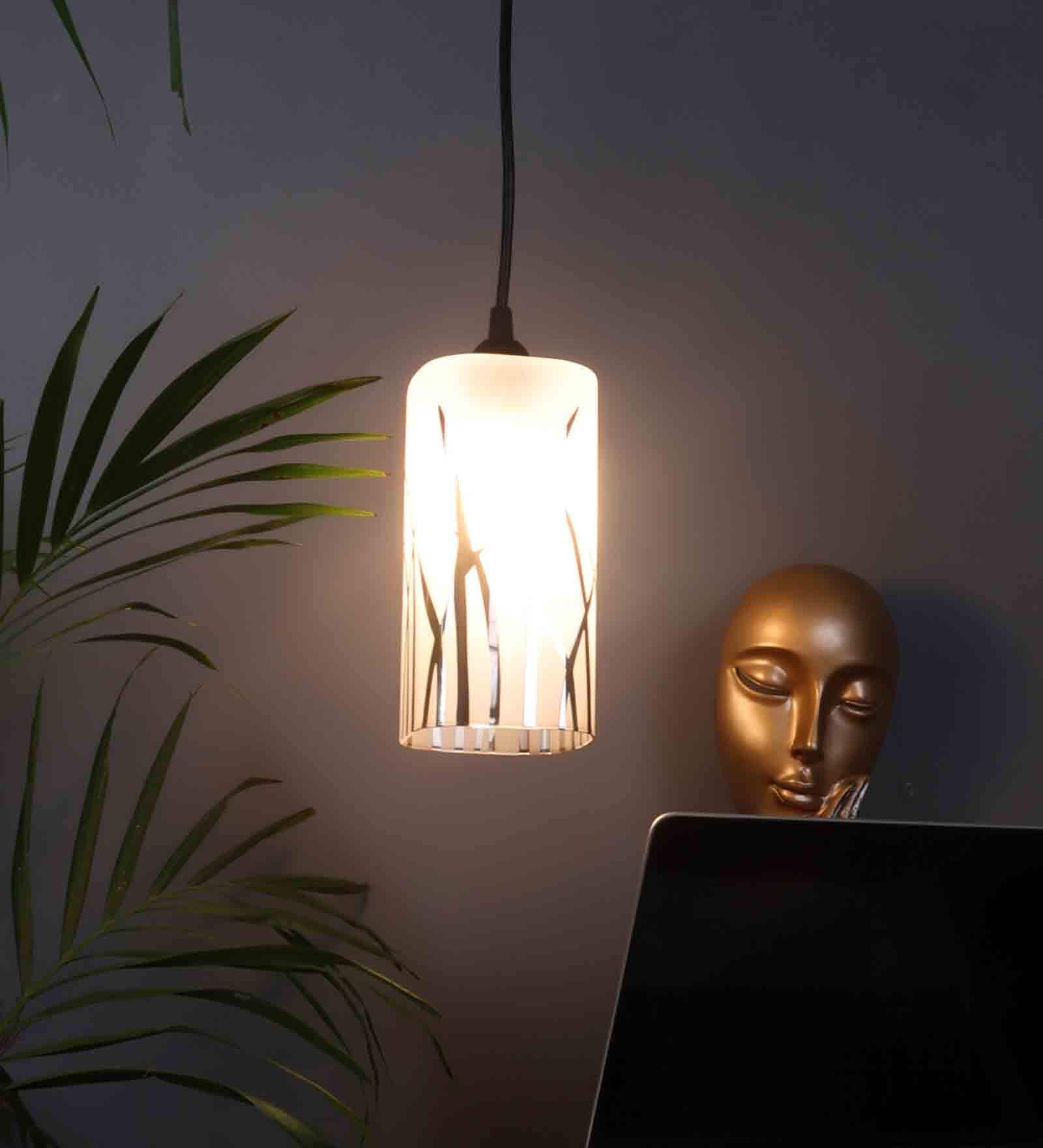 Bezel Powell Grey Glass Hanging Light
