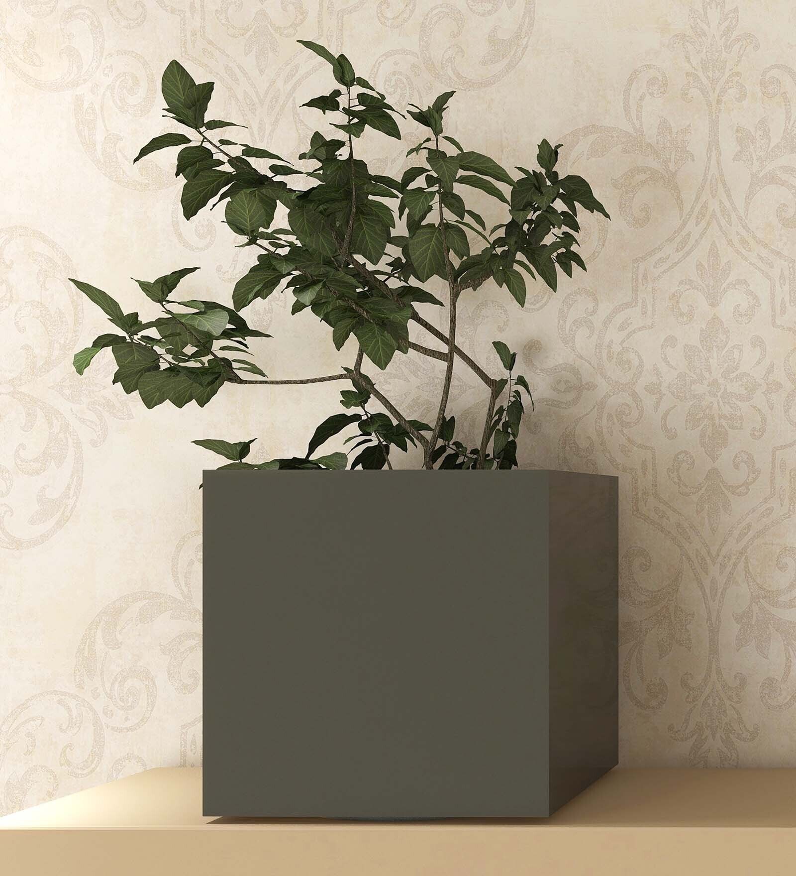 Grey Metal Minimalist Large Square Planter
