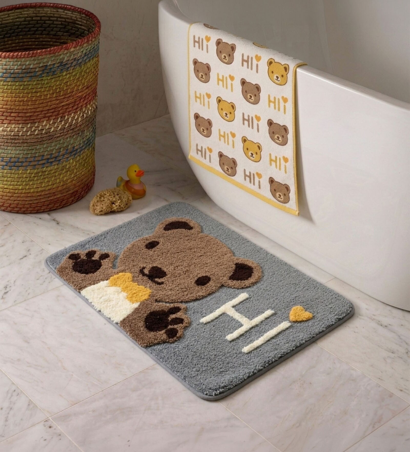 Grey Microfiber 23X15 Inches Anti-Skid Bath Mat