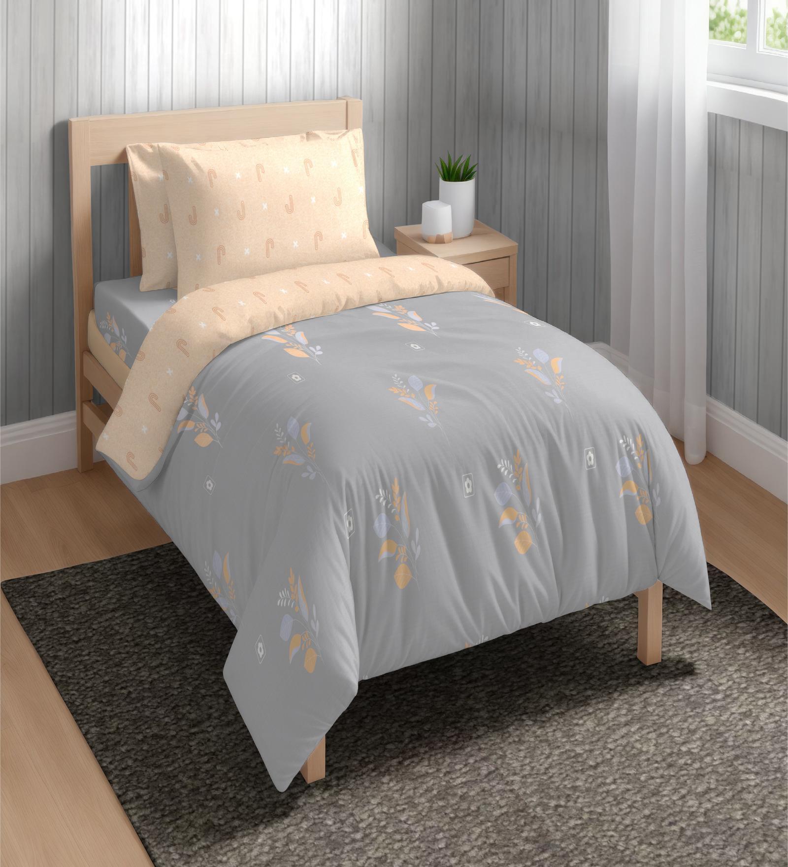 Grey Microfiber Floral 150 GSM Single Bed Comforter