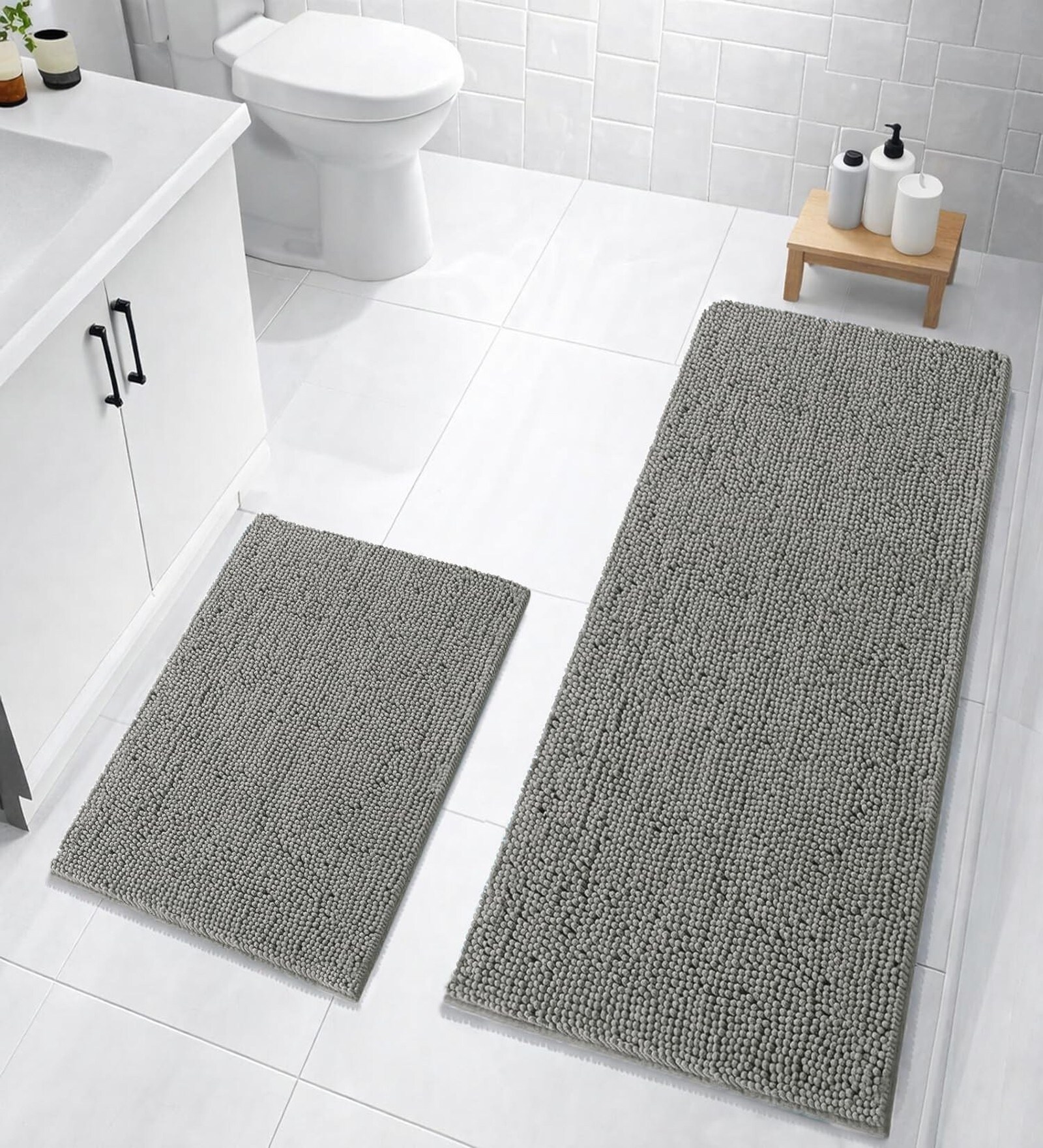 Grey Microfibre 16x24 Inches Lightweight Bath Mat