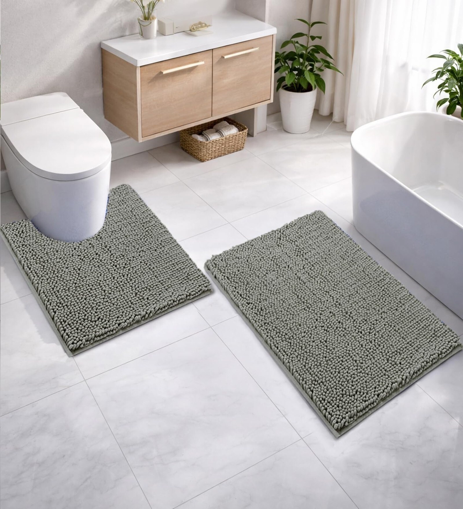 Grey Microfibre 16x24 Inches Lightweight Bath Mat