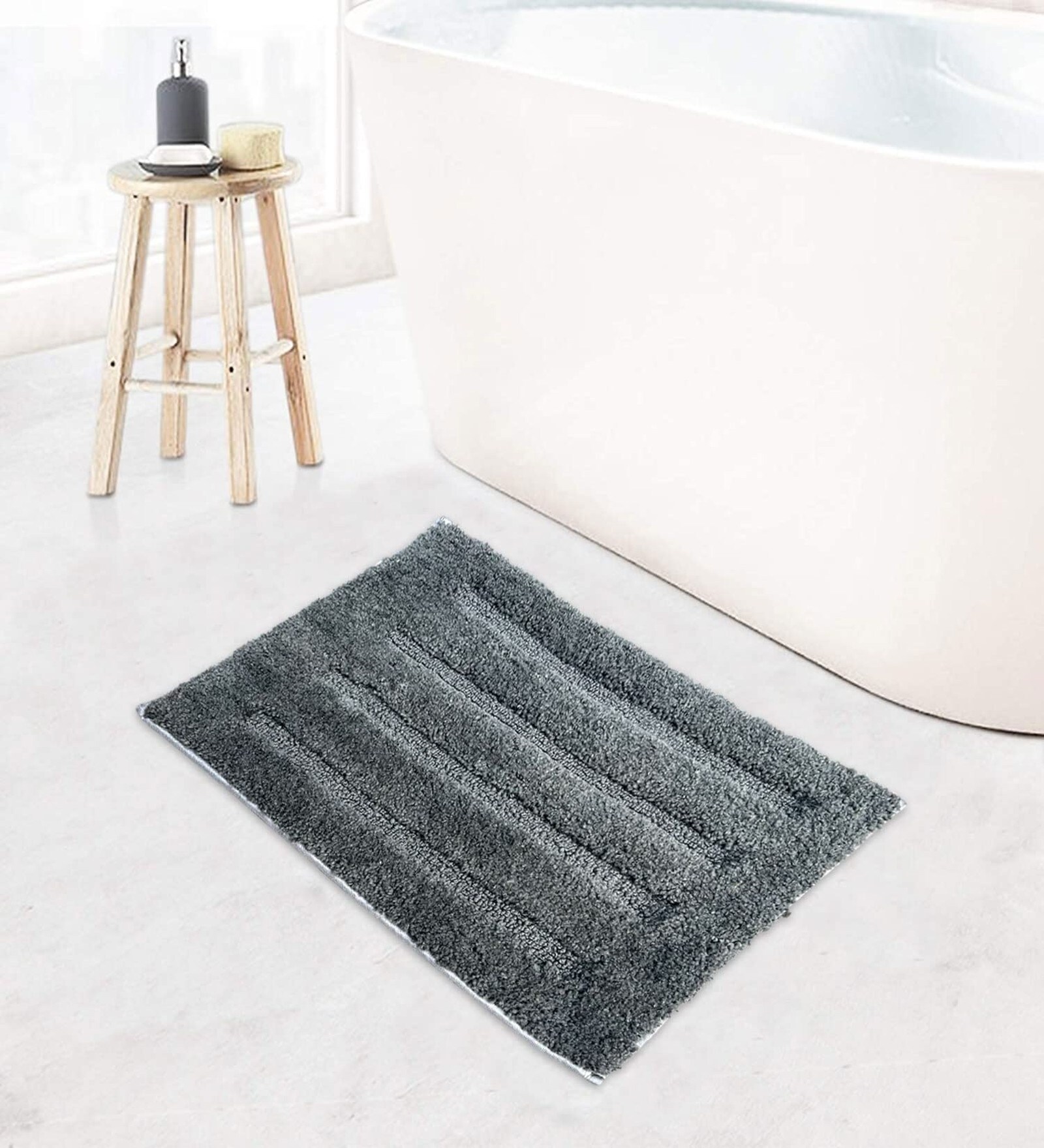 Grey Microfibre 18x30 Inches Absorbent Bath Mat