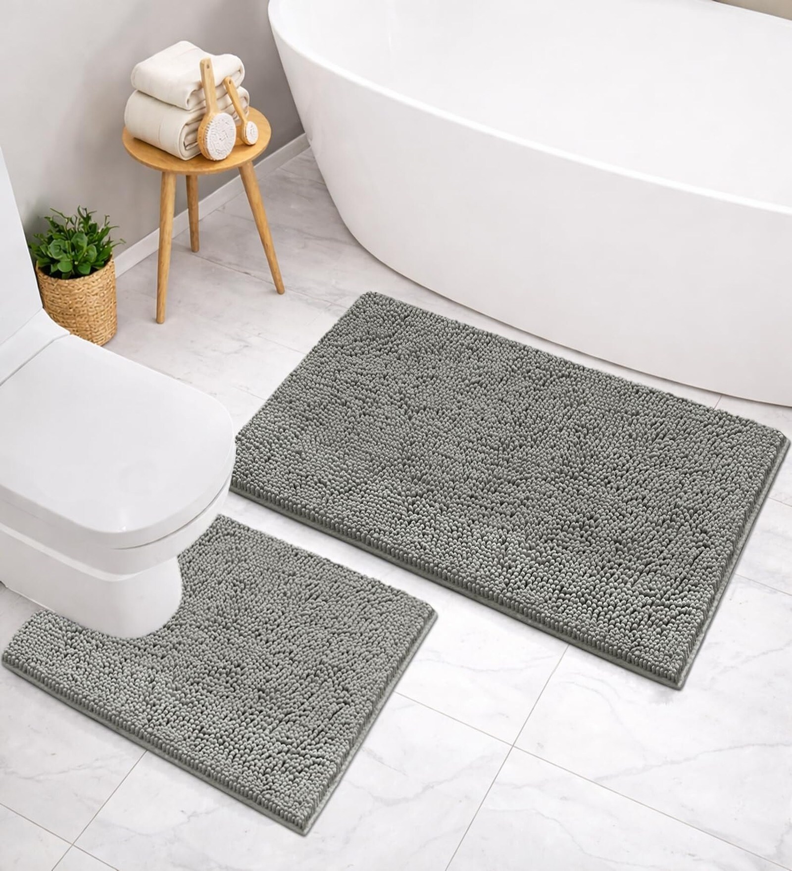 Grey Microfibre 18x30 Inches Lightweight Bath Mat