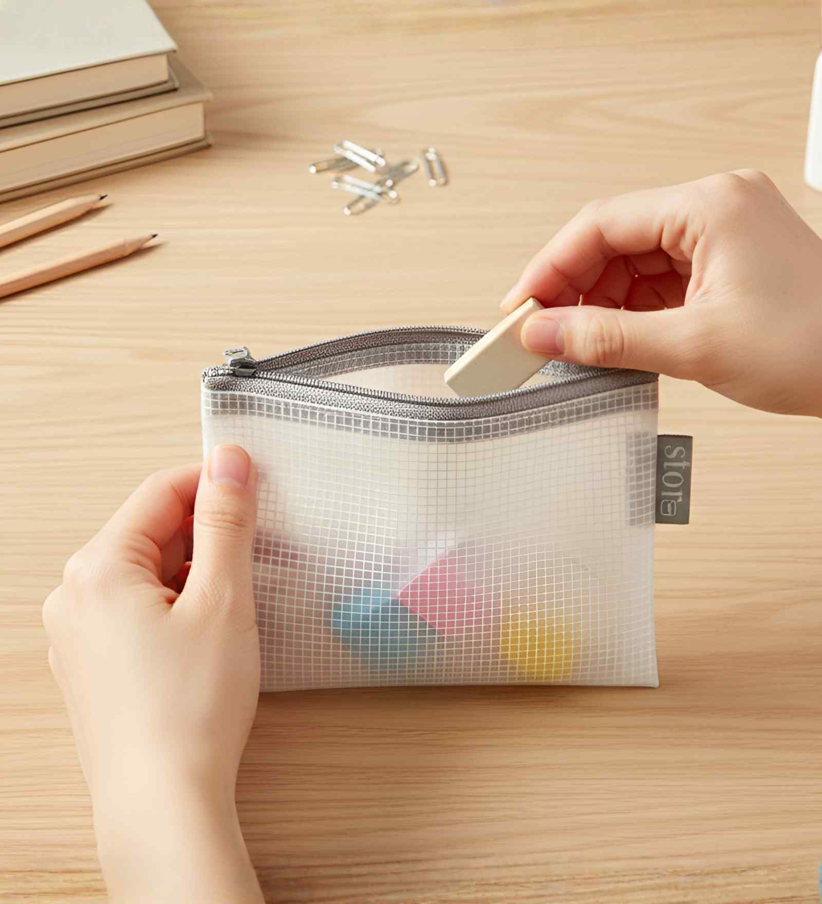 Grey Mini ZiPolypropyleneer Pouch Multipurpose Utility Organizer