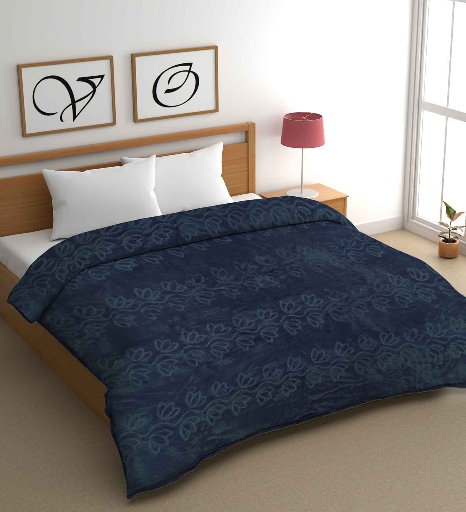 Grey Mink Floral 400 GSM Double Bed Blanket